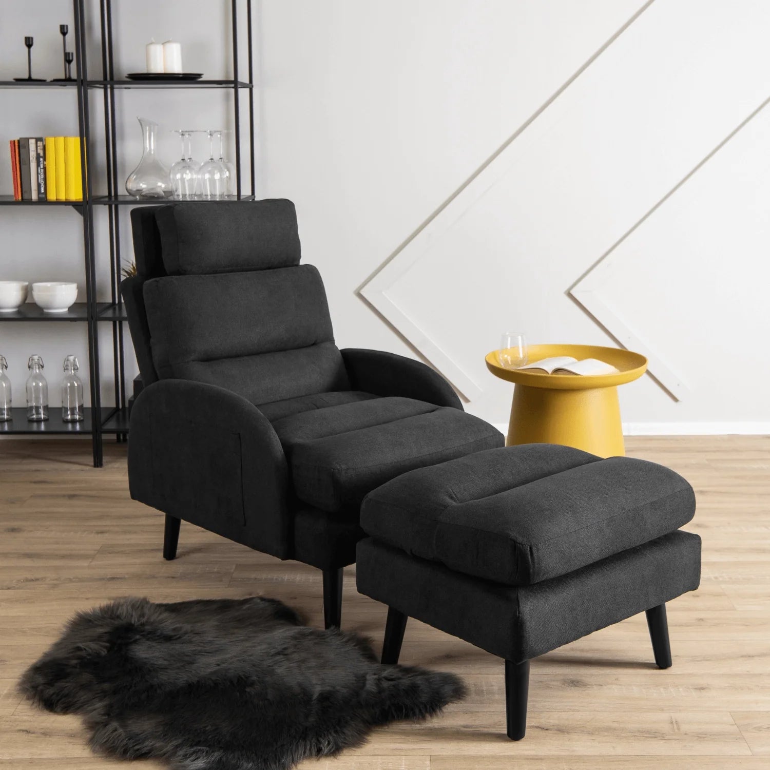 Elite HENRY Black Recliner Armchair with Footrest