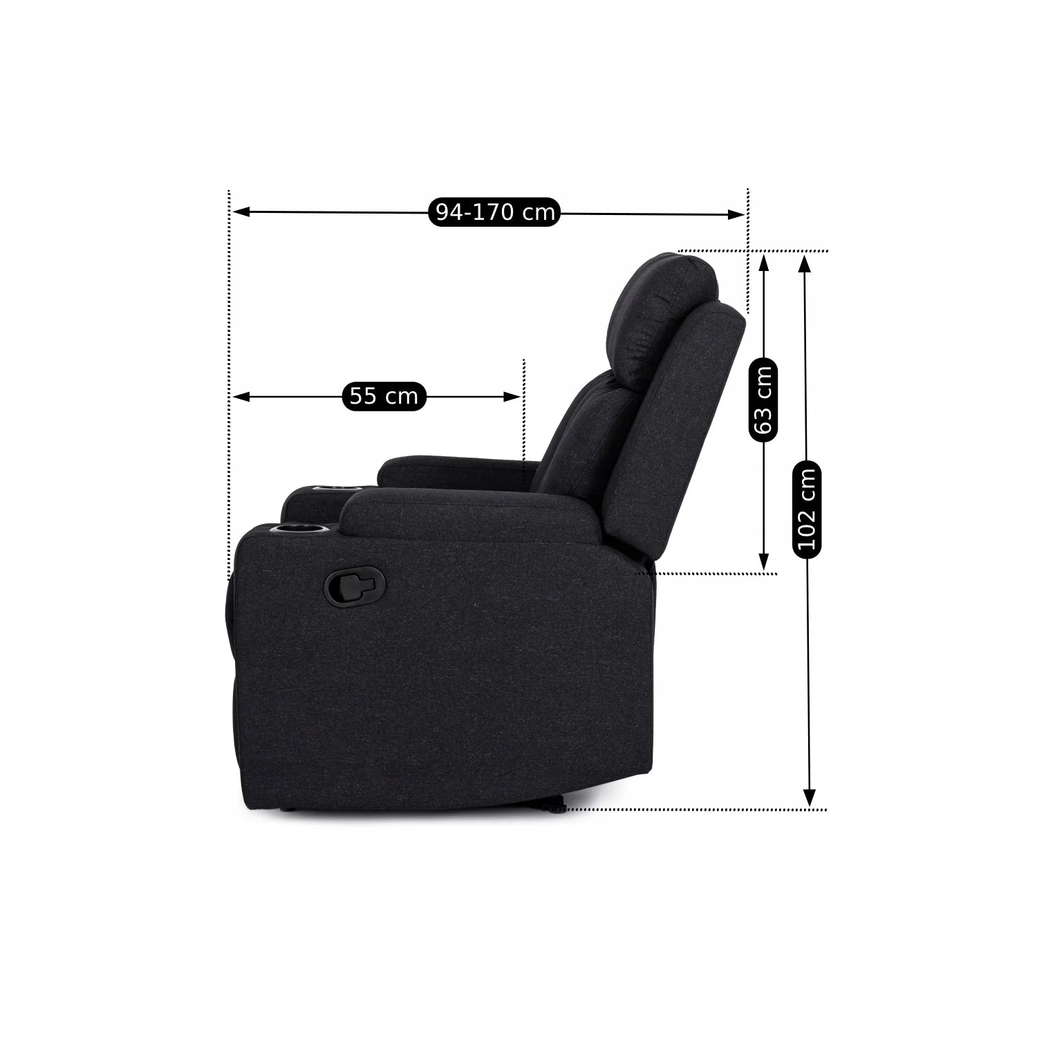 Elite KOBI 2 Black Recliner Armchair