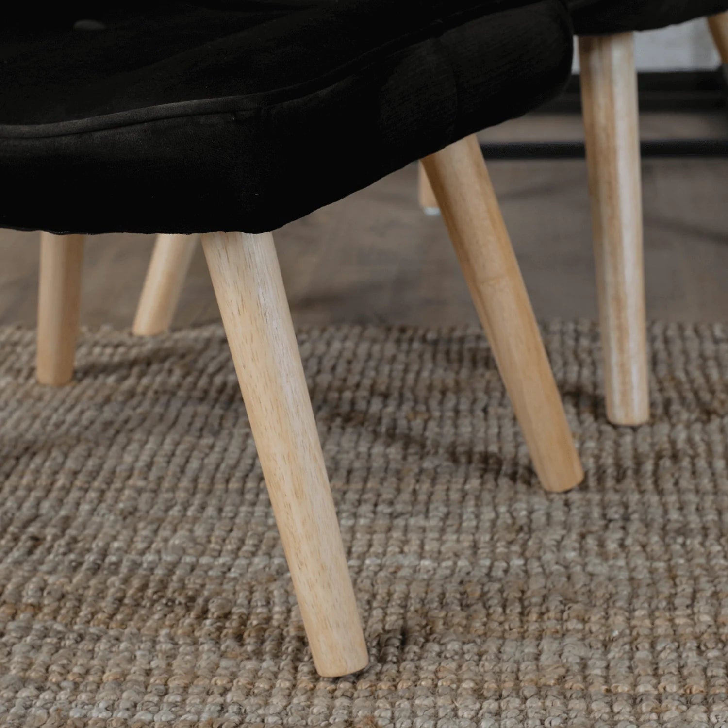 Elite LOZANO Black Velvet Armchair with Footstool