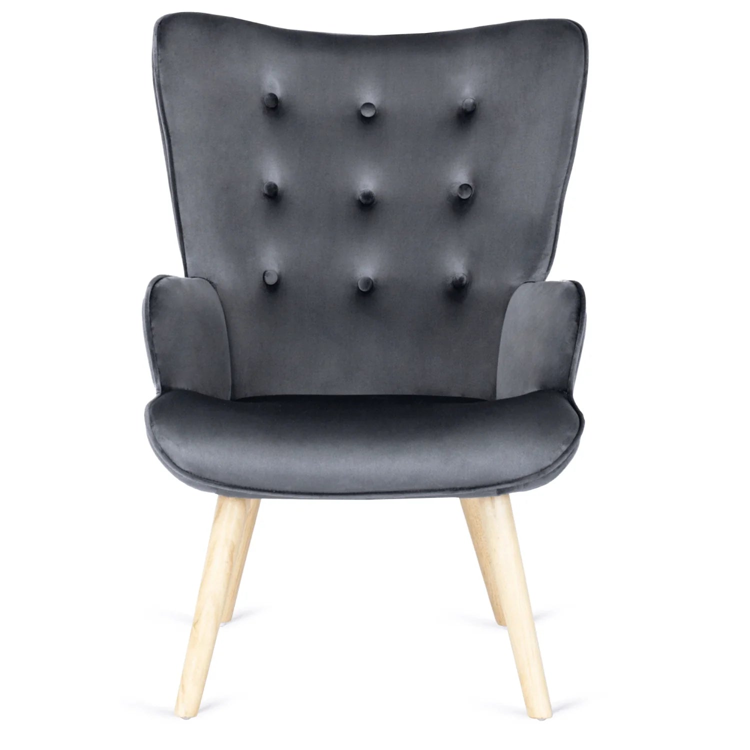 Elite LOZANO Grey Velvet Armchair with Footstool