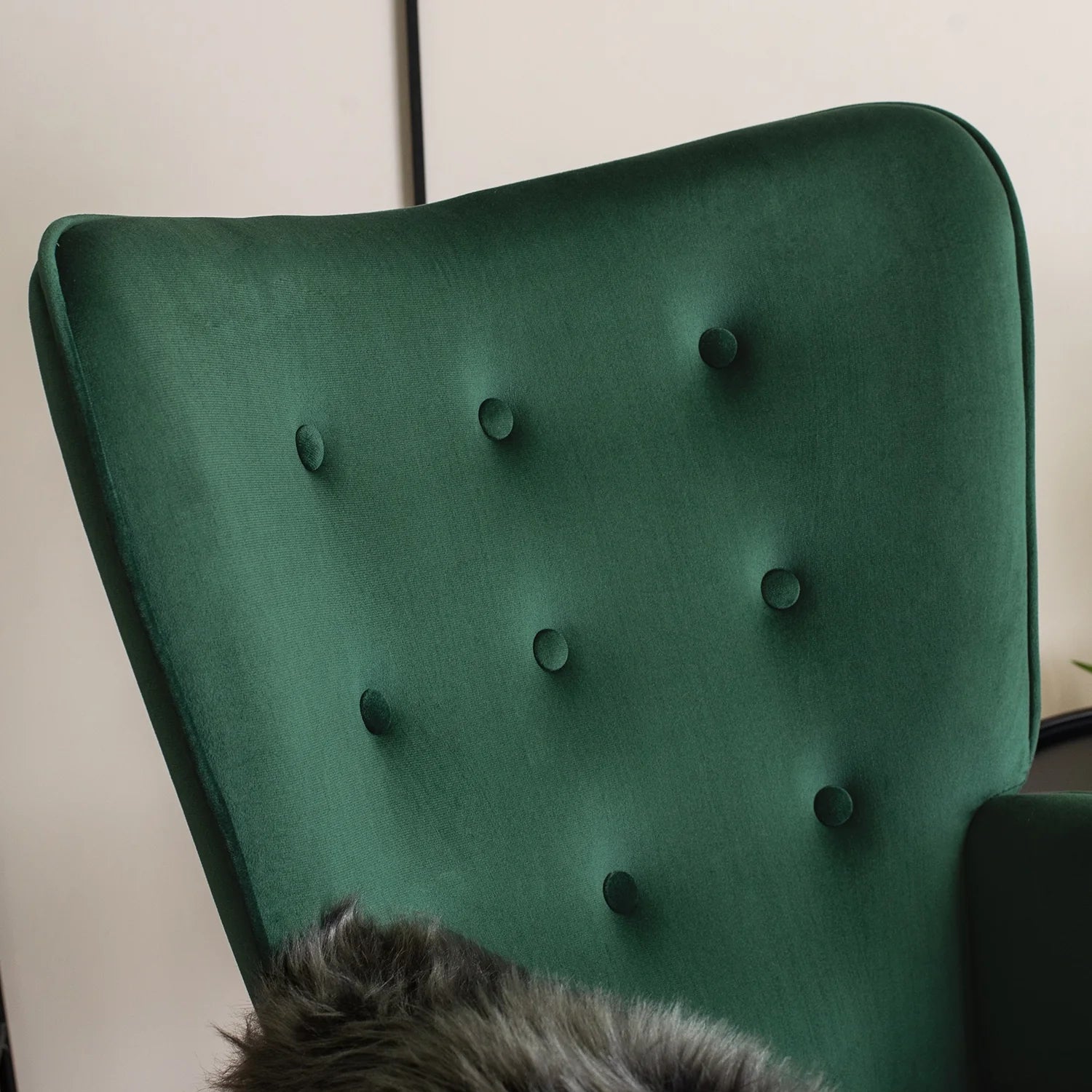 Elite LOZANO Green Velvet Armchair with Footstool