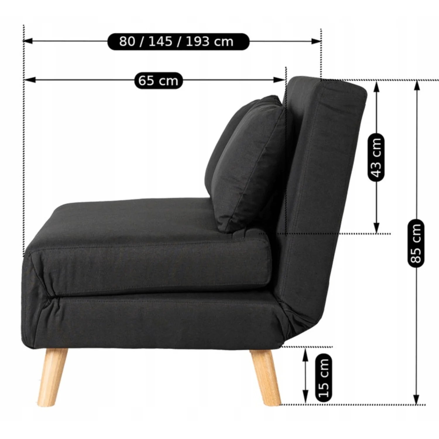 Elite MARRY 2 Black Armchair Bed