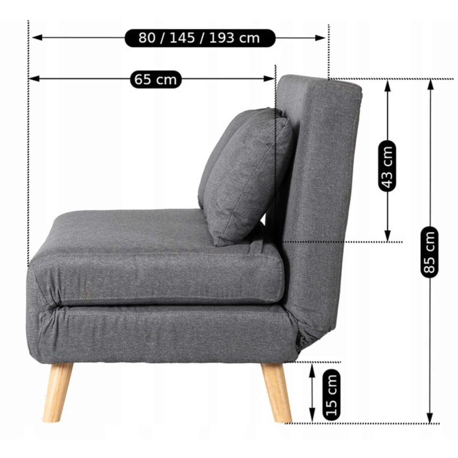 Elite MARRY 2 Gray Armchair Bed