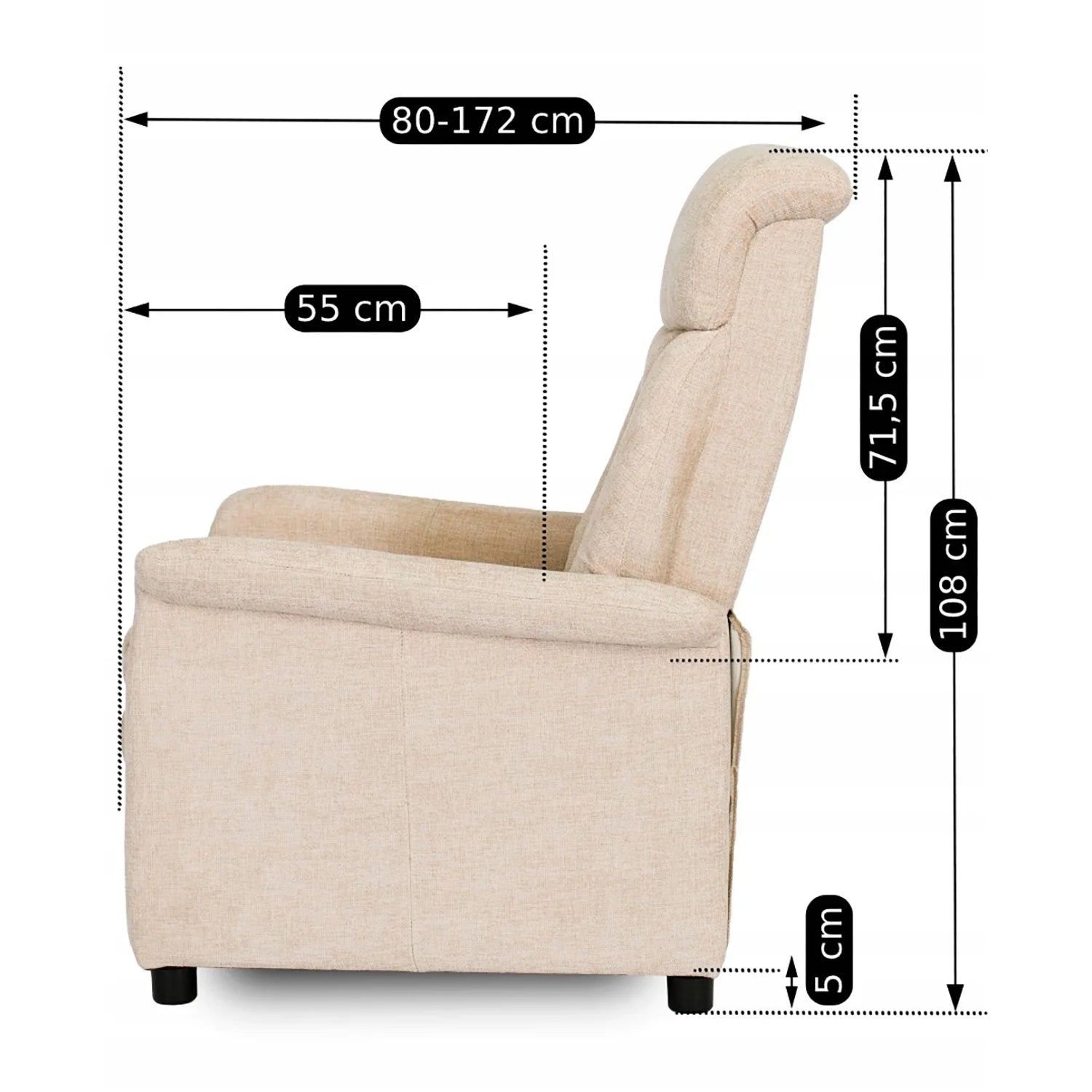 Elite NORDI Beige Recliner Armchair