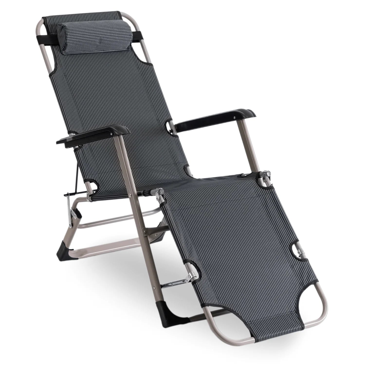 Elite EDISON Gartenliege Grau - Verstellbare Liege mit Fußstütze