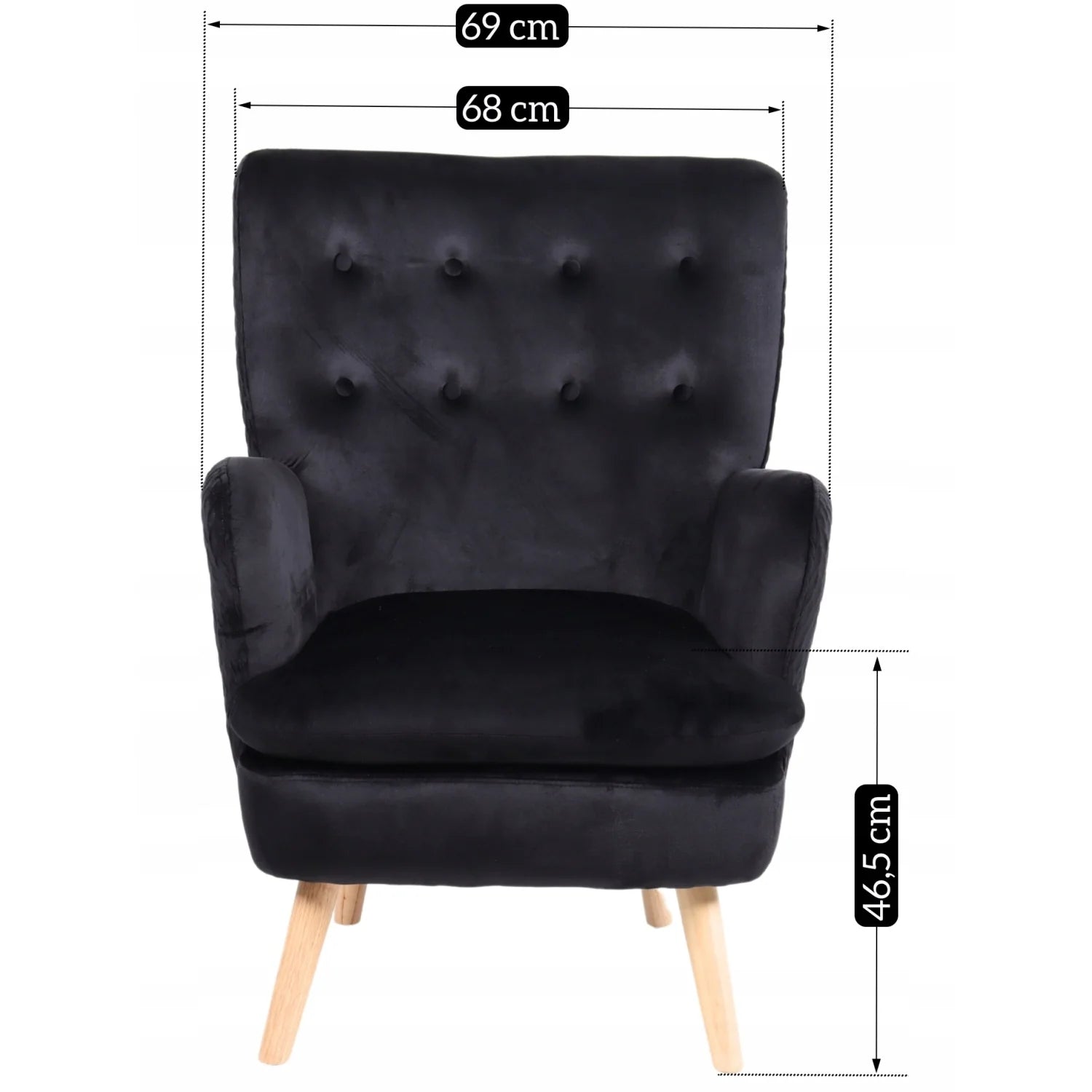 Elite SANTOS Sessel aus schwarzem Samt