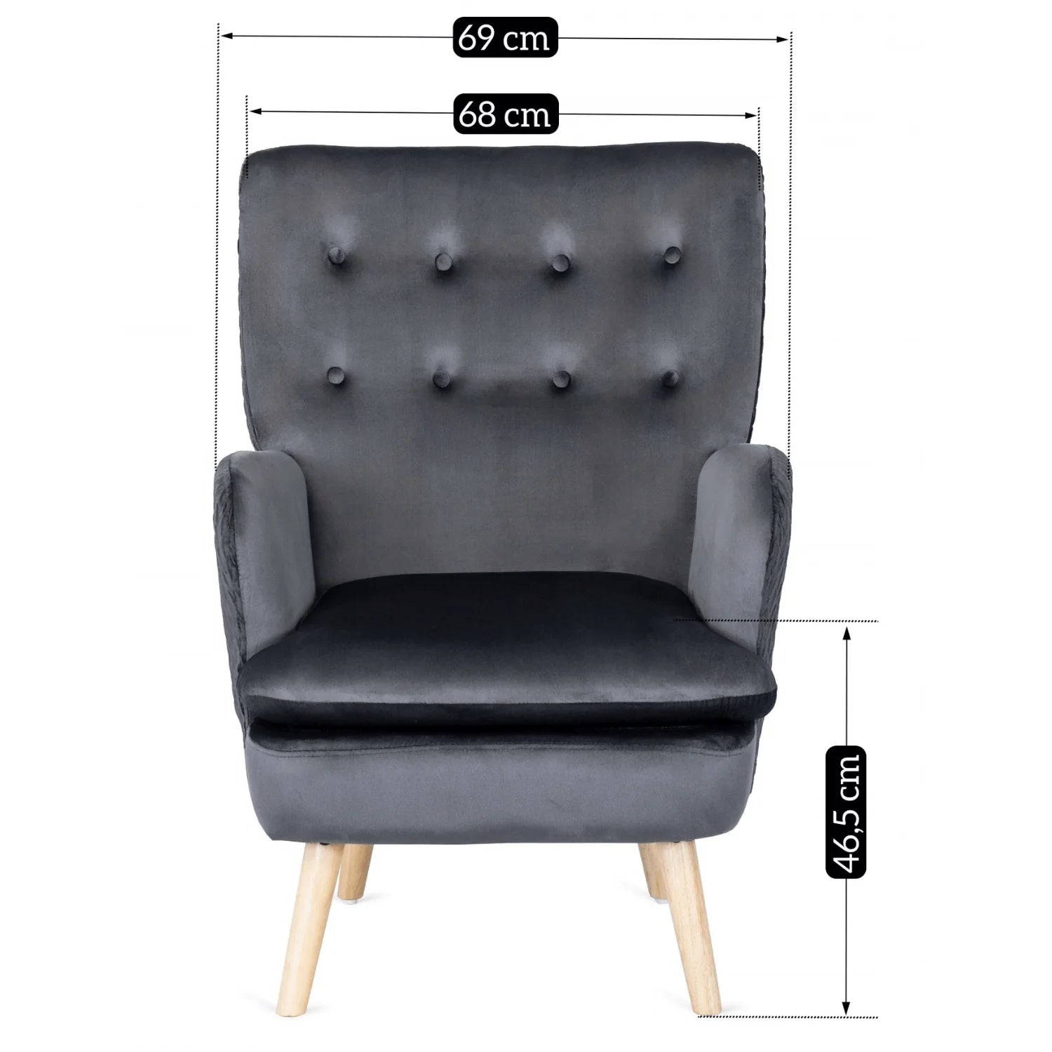 Elite SANTOS Grey Velvet Armchair