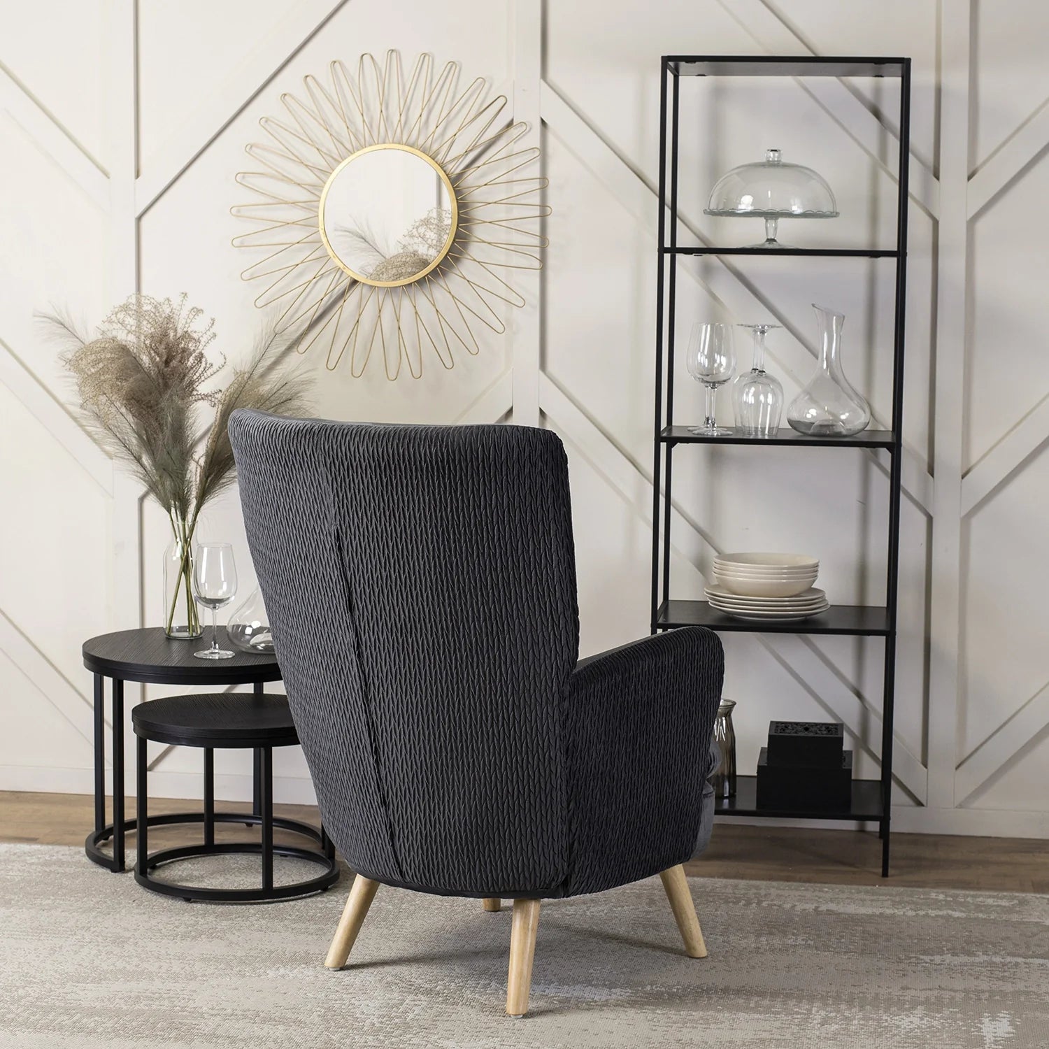 Elite SANTOS Grey Velvet Armchair