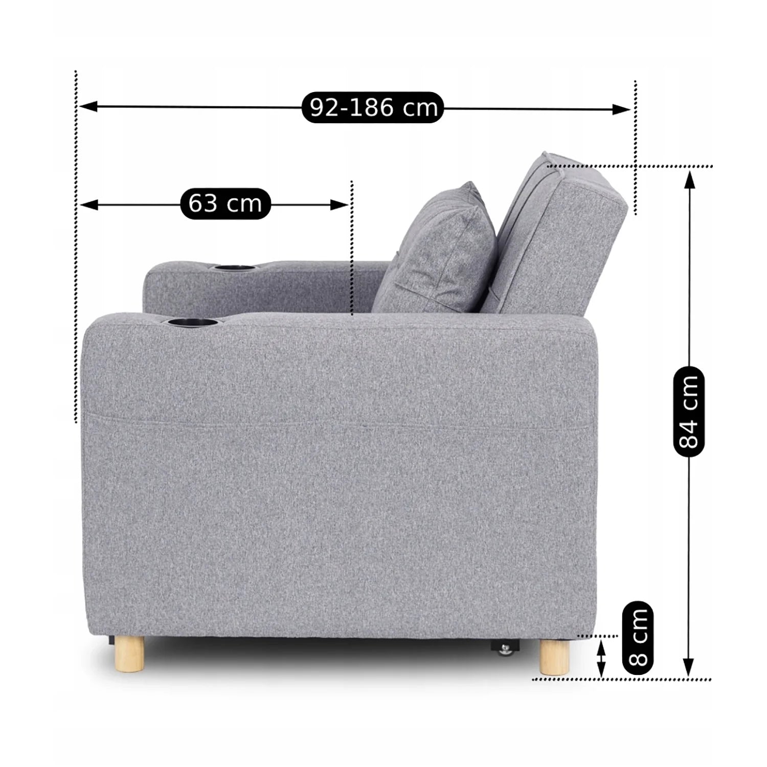 Elite SOLOR Grey Armchair Bed