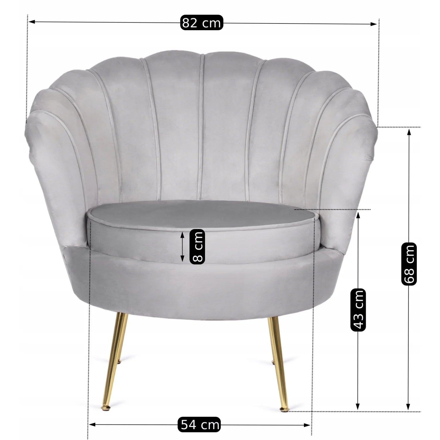 Elite ANGEL Grey Velvet Armchair
