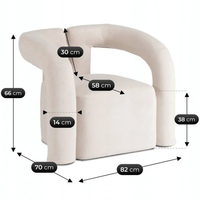 Elite BRAZIL Sessel für Wohnzimmer - Cremefarben, Modern