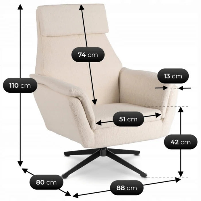 Elite TERRY Swivel Lounge Armchair Beige