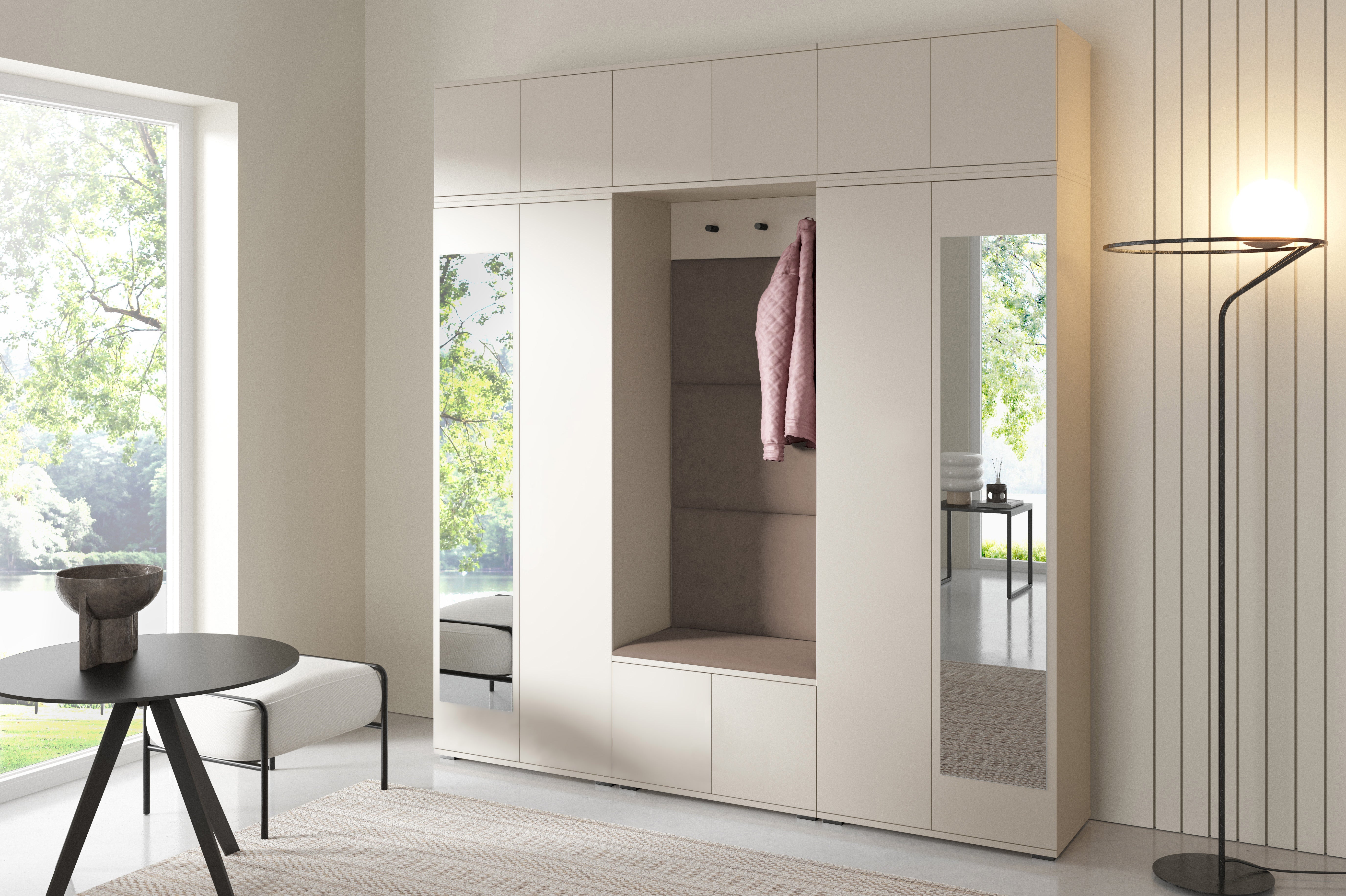 PK Bianco 2 Hallway Wardrobe Set - Upholstered Panels in Various Colours