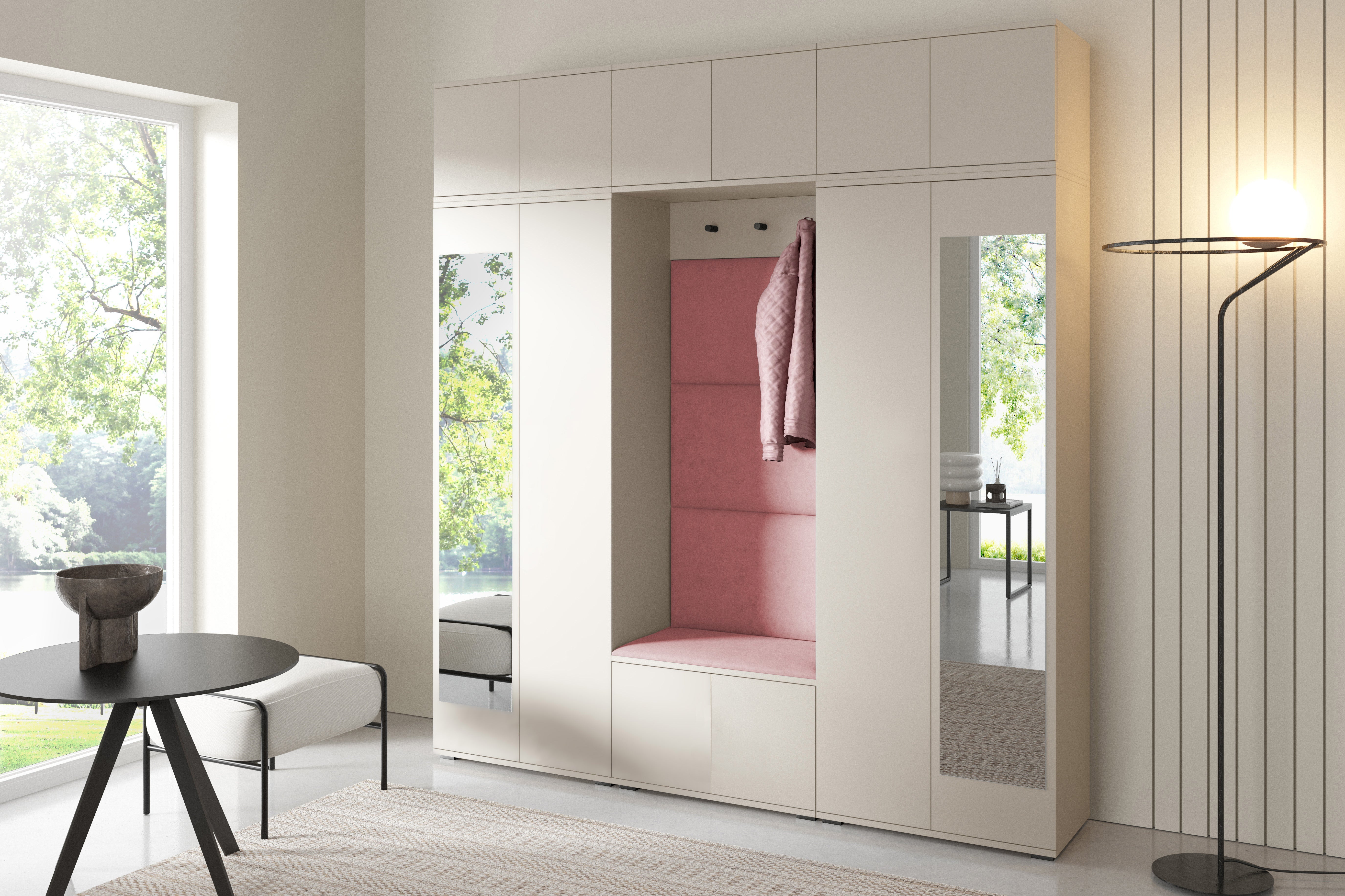 PK Bianco 2 Hallway Wardrobe Set - Upholstered Panels in Various Colours