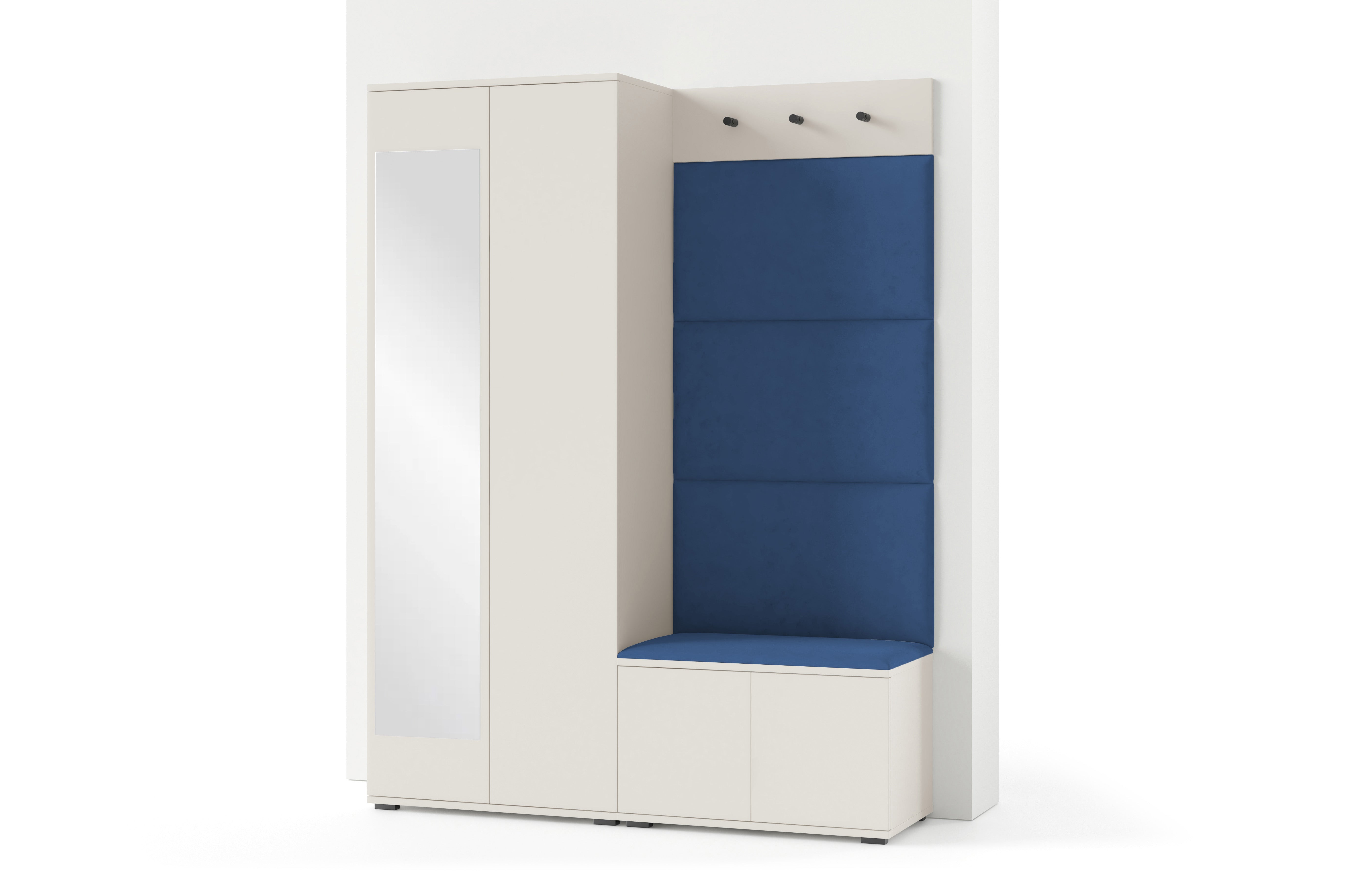 PK Bianco 3 Hallway Wardrobe Set - Upholstered Panels in Various Colours