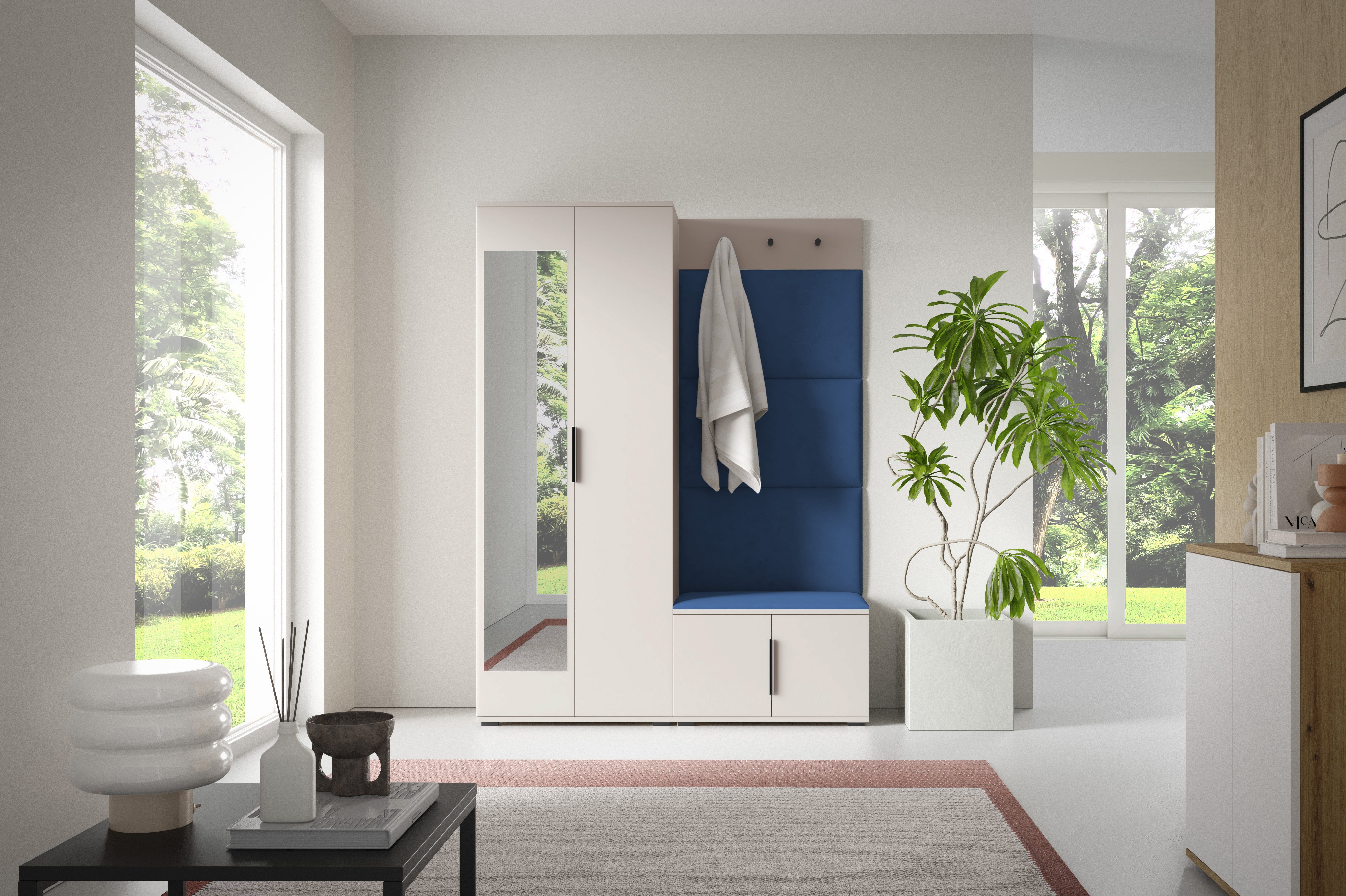 PK Bianco 3 Hallway Wardrobe Set - Upholstered Panels in Various Colours