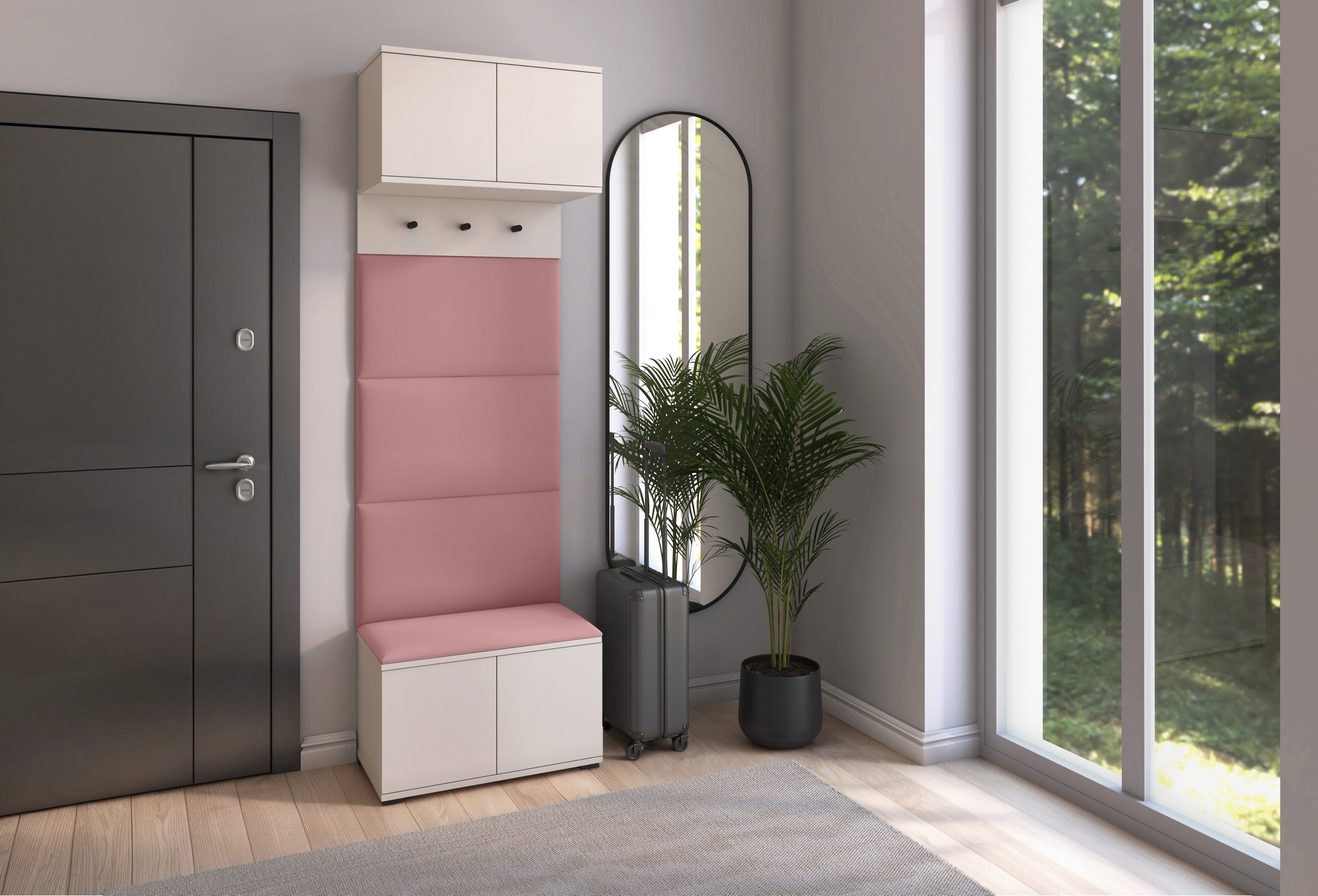 PK Bianco 5 Hallway Wardrobe Set – Upholstered Panels in Various Colours