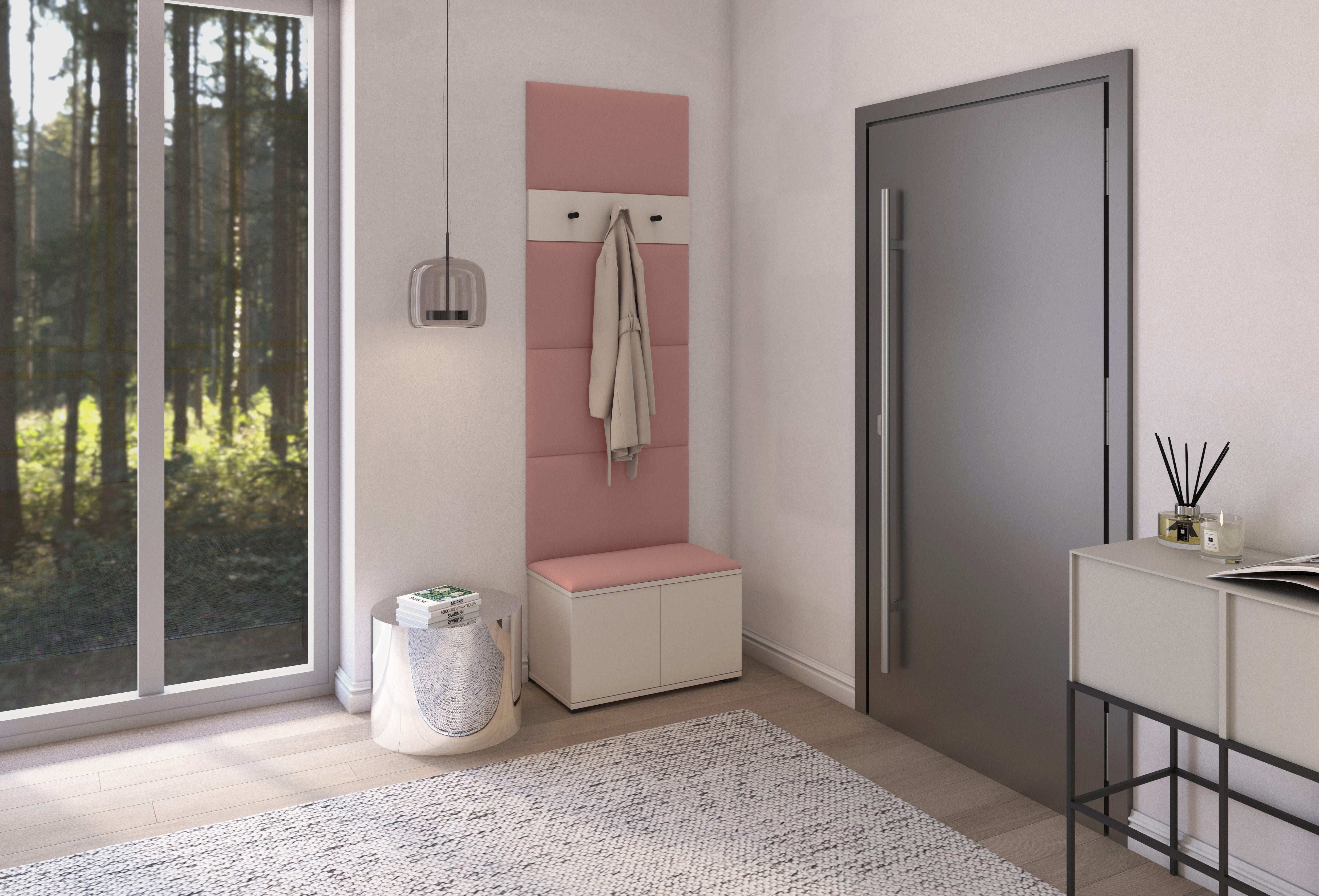 PK Bianco 6 Hallway Wardrobe Set - Upholstered Panels in Various Colours