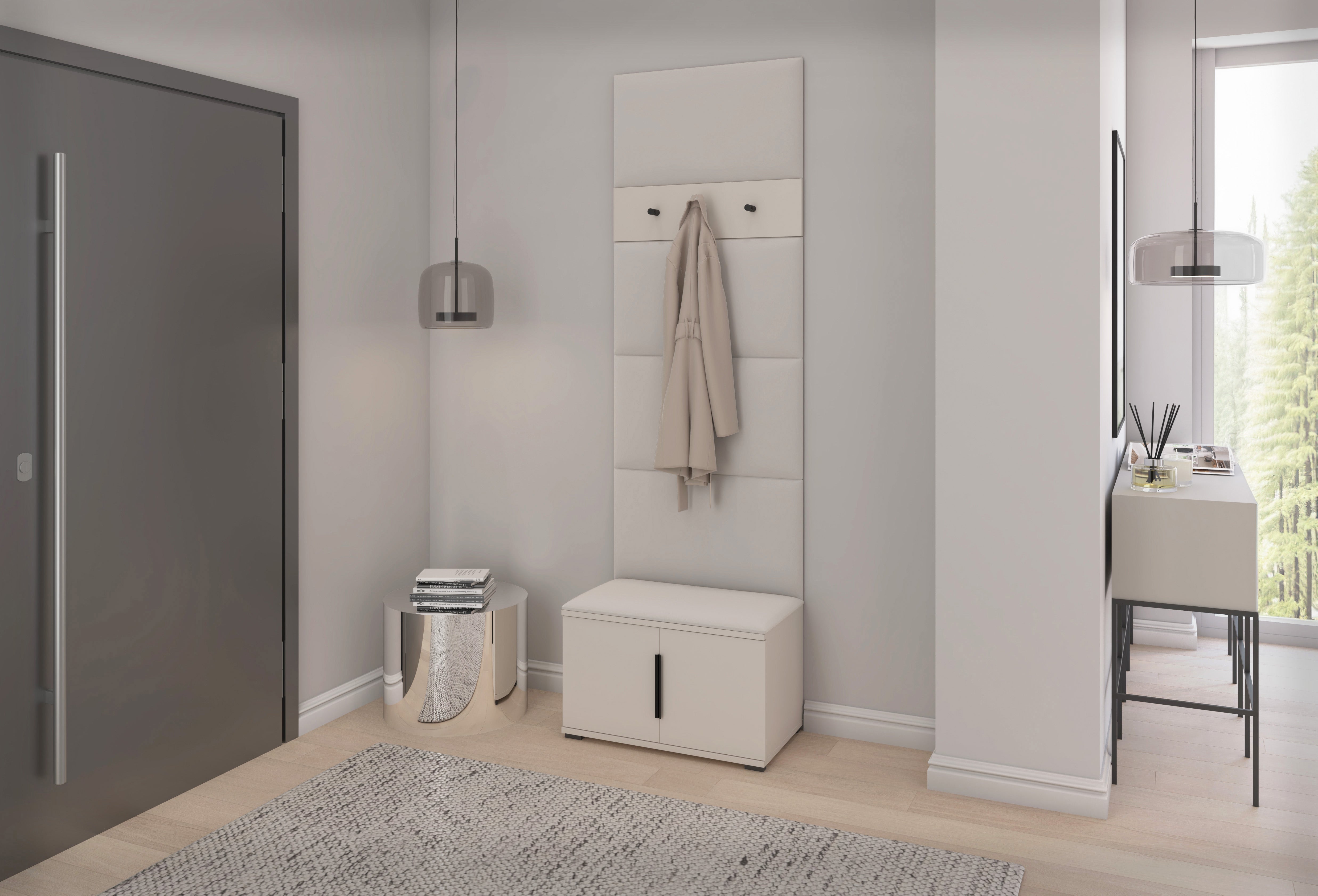 PK Bianco 6 Hallway Wardrobe Set - Upholstered Panels in Various Colours