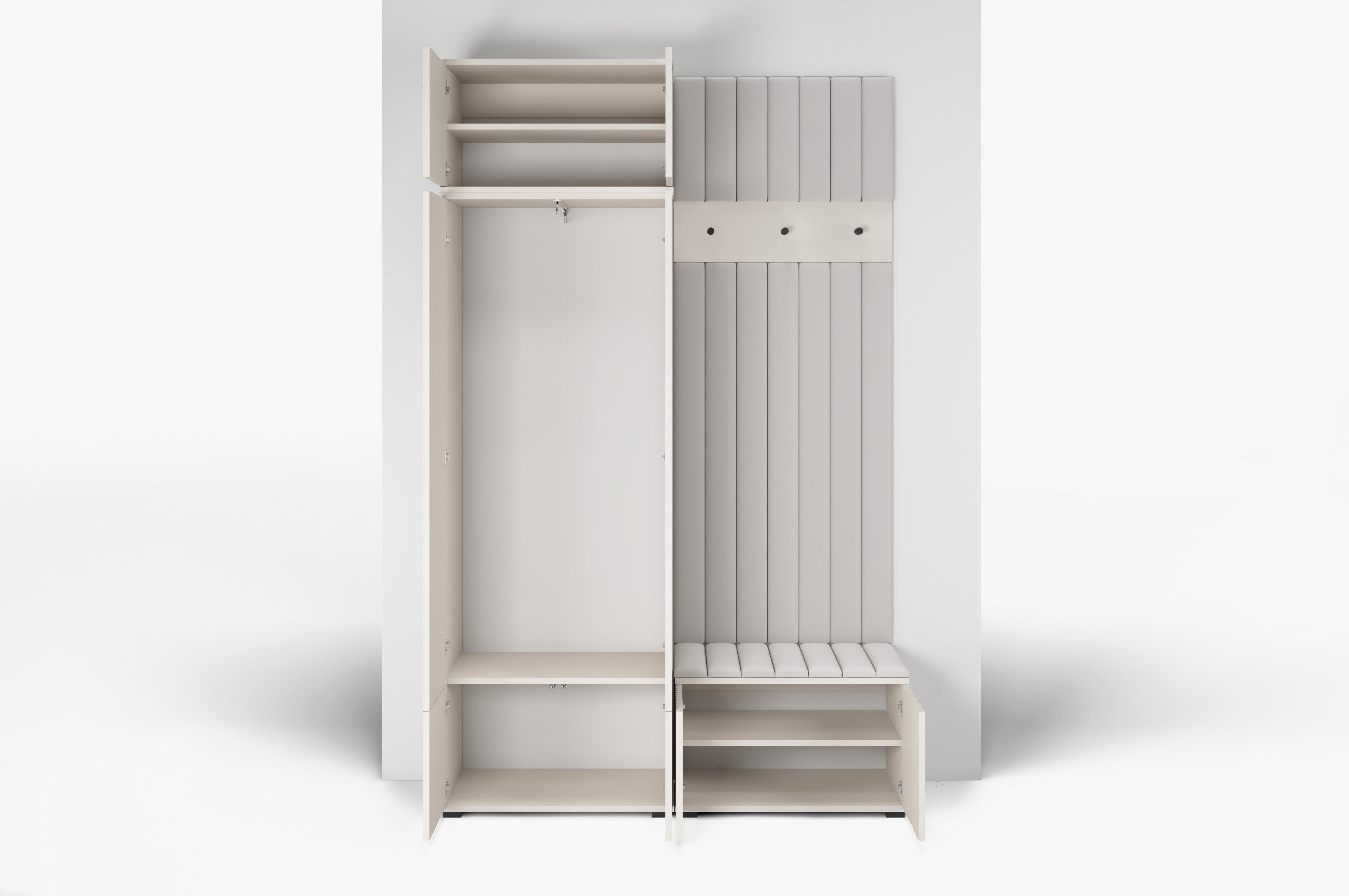 PK Rayo 4 Hallway Wardrobe - Upholstered Panels in Various Colours