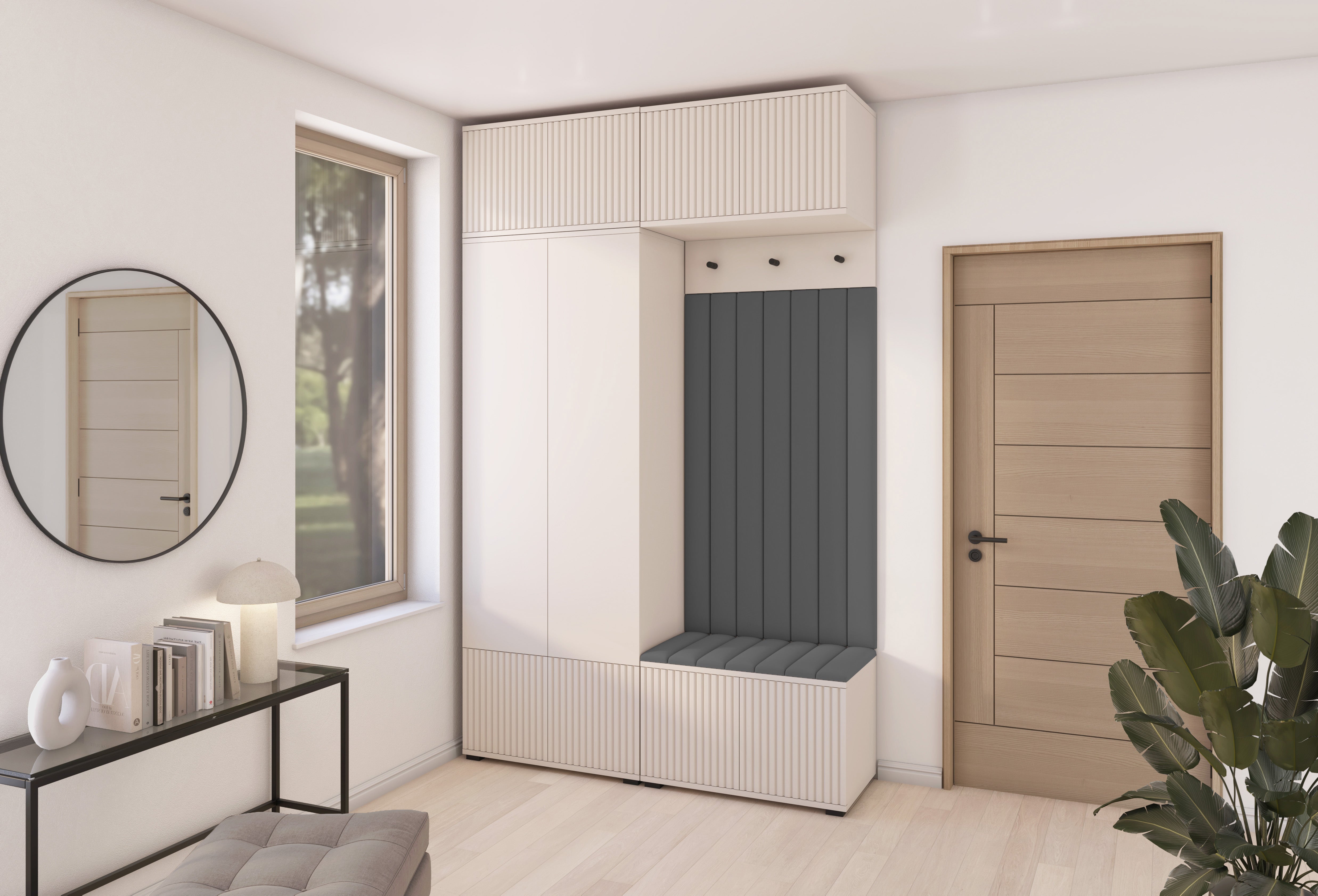 PK Rayo 2 Hallway Wardrobe - Upholstered Panels in Various Colours