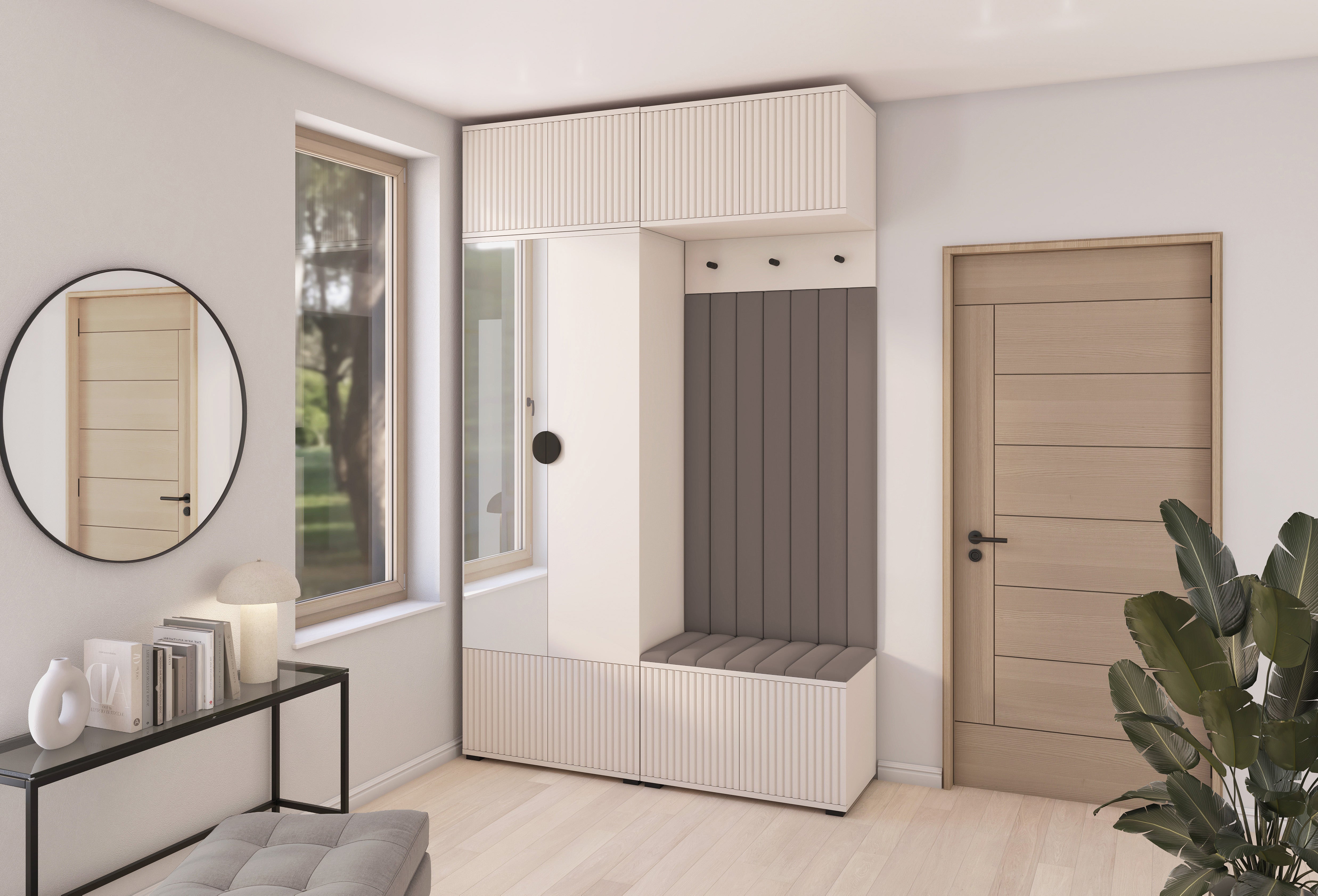 PK Rayo 2 Hallway Wardrobe - Upholstered Panels in Various Colours