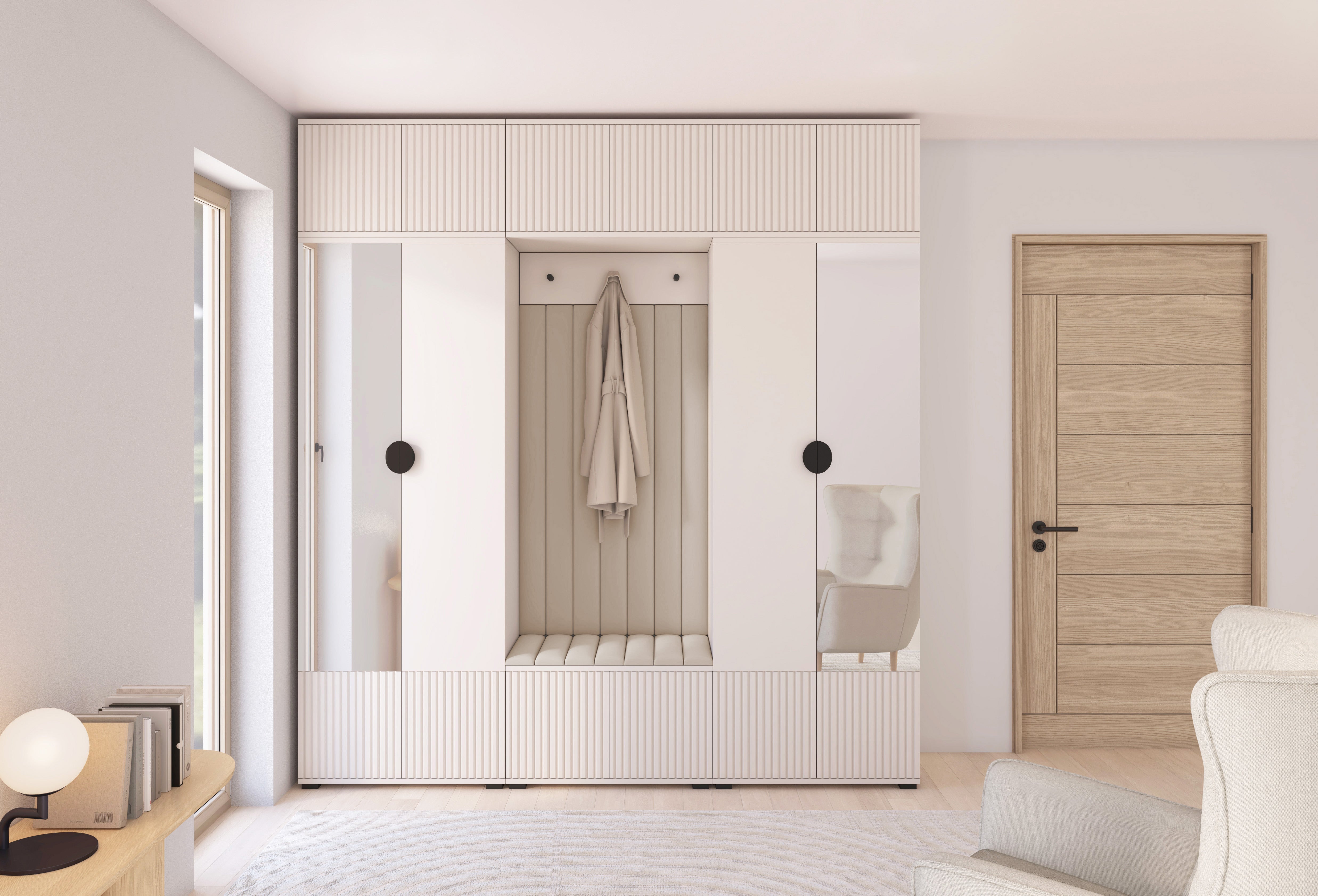 PK Rayo 3 Hallway Wardrobe - Upholstered Panels in Various Colours