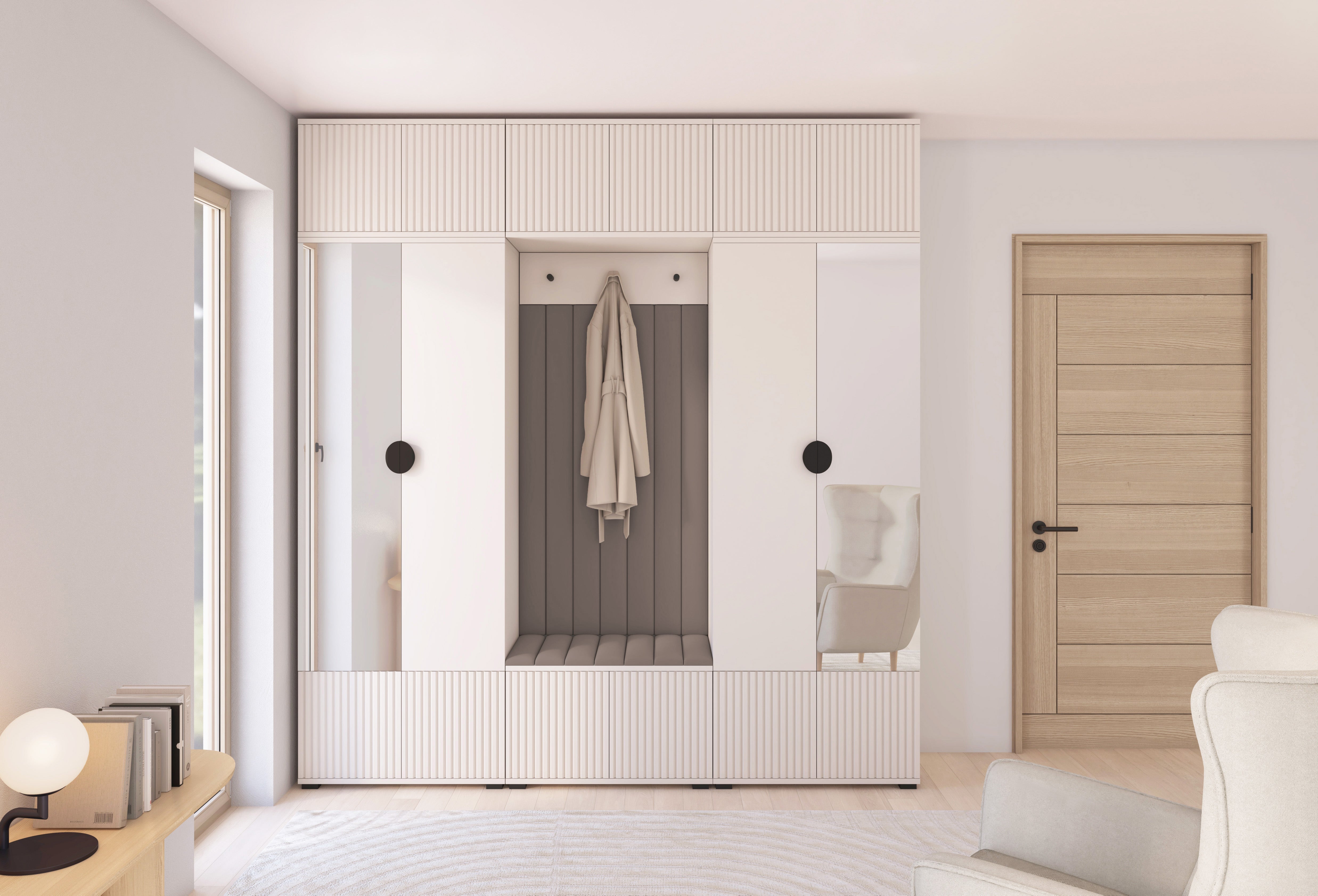PK Rayo 3 Hallway Wardrobe - Upholstered Panels in Various Colours