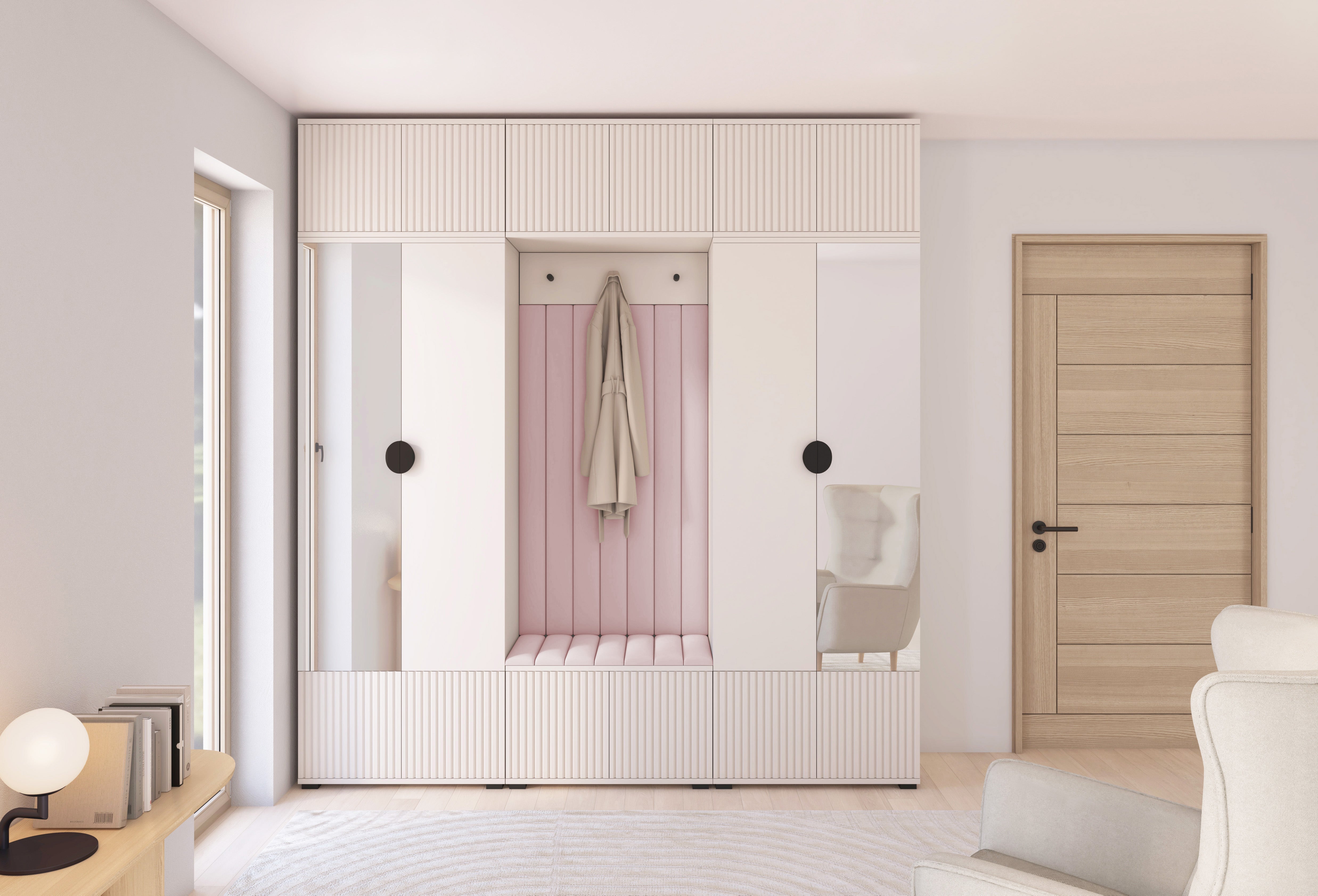 PK Rayo 3 Hallway Wardrobe - Upholstered Panels in Various Colours