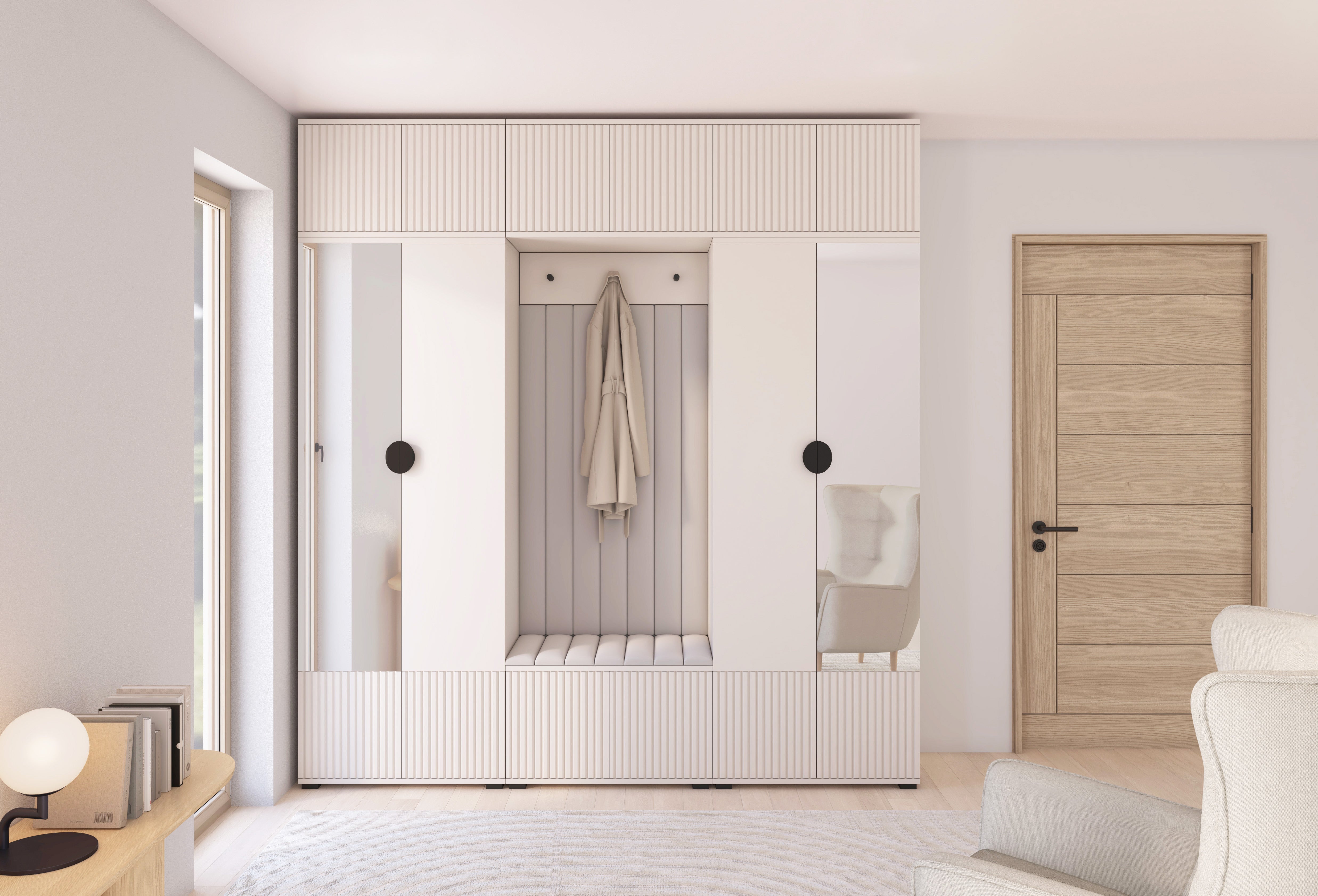 PK Rayo 3 Hallway Wardrobe - Upholstered Panels in Various Colours