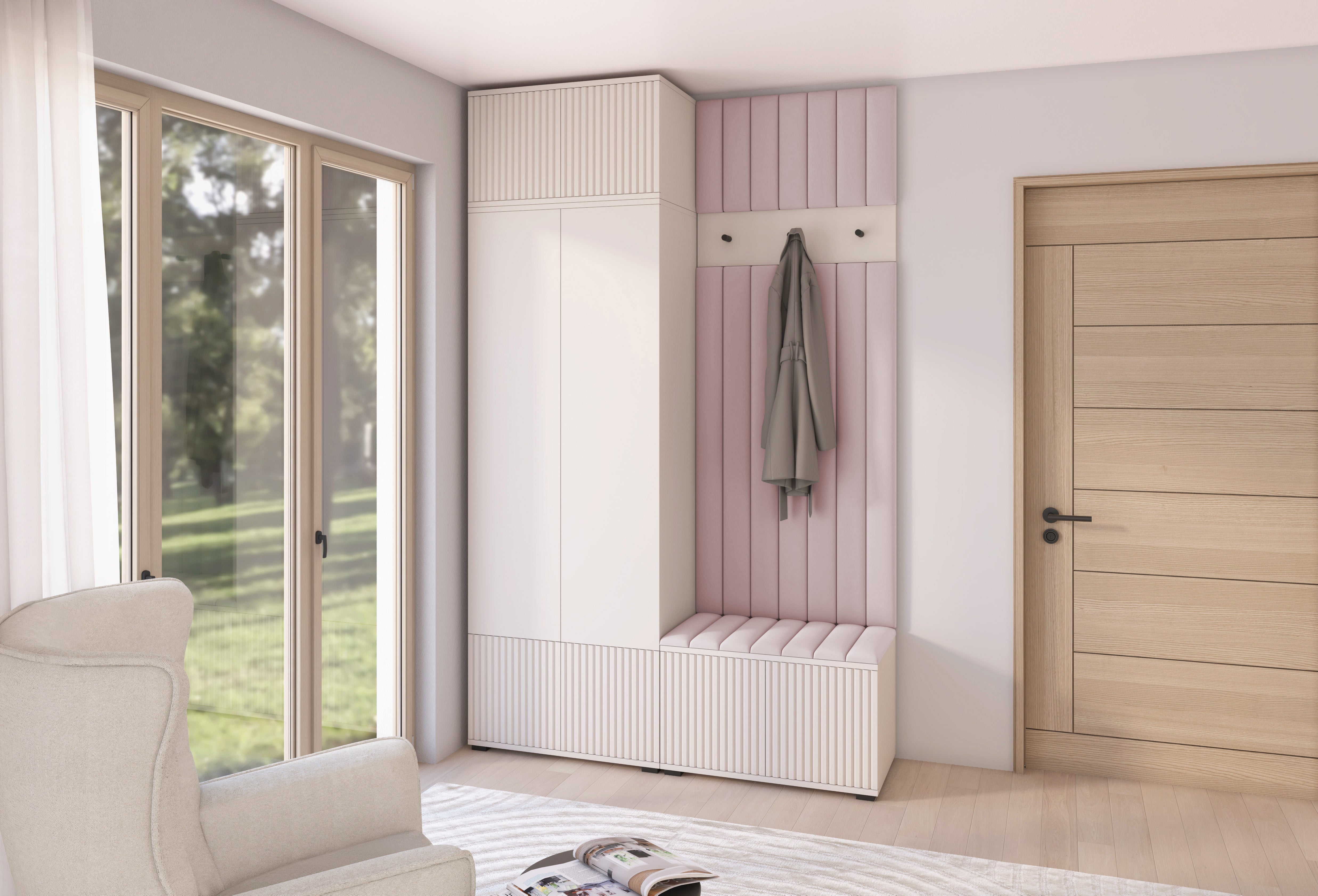 PK Rayo 4 Hallway Wardrobe - Upholstered Panels in Various Colours