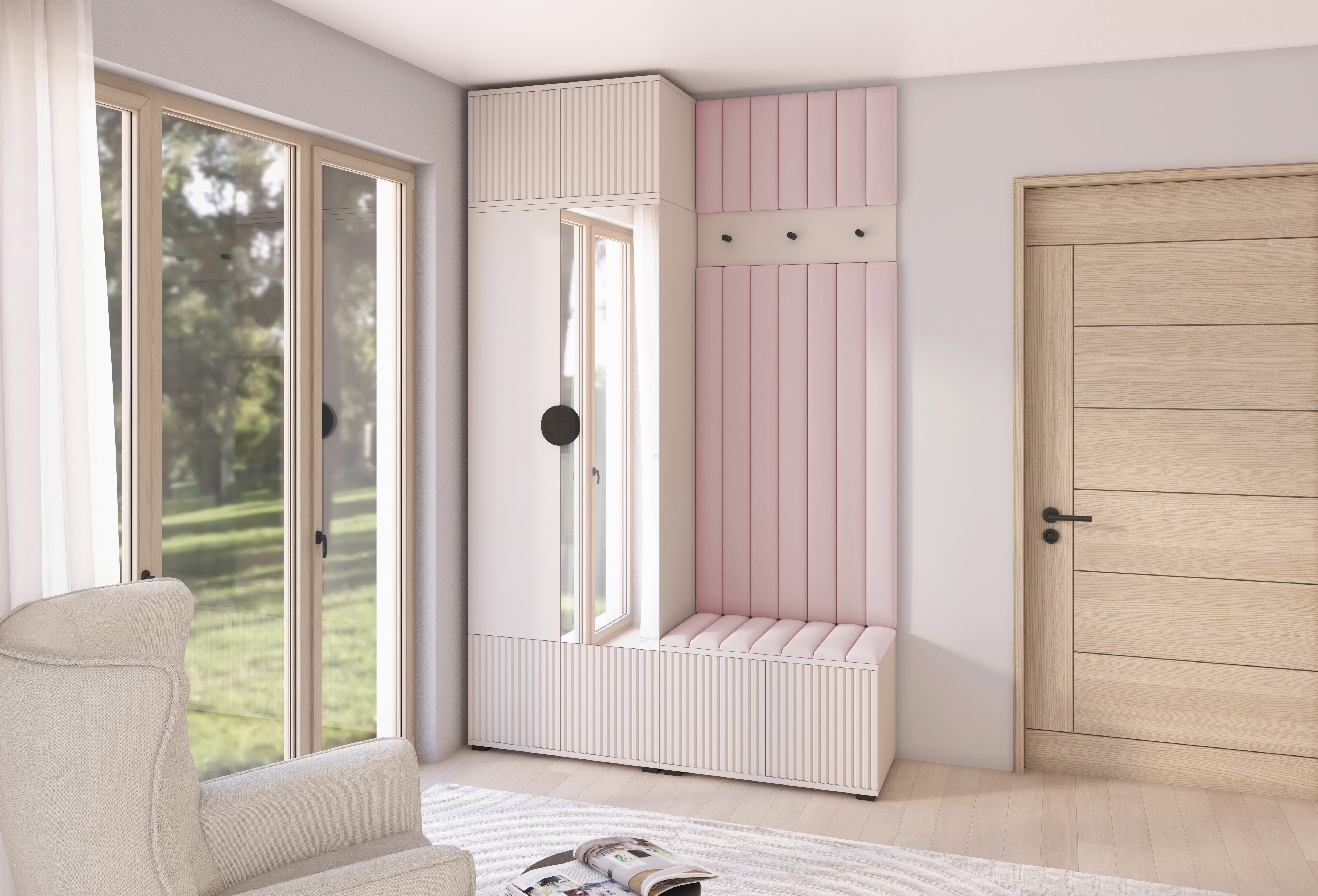 PK Rayo 4 Hallway Wardrobe - Upholstered Panels in Various Colours