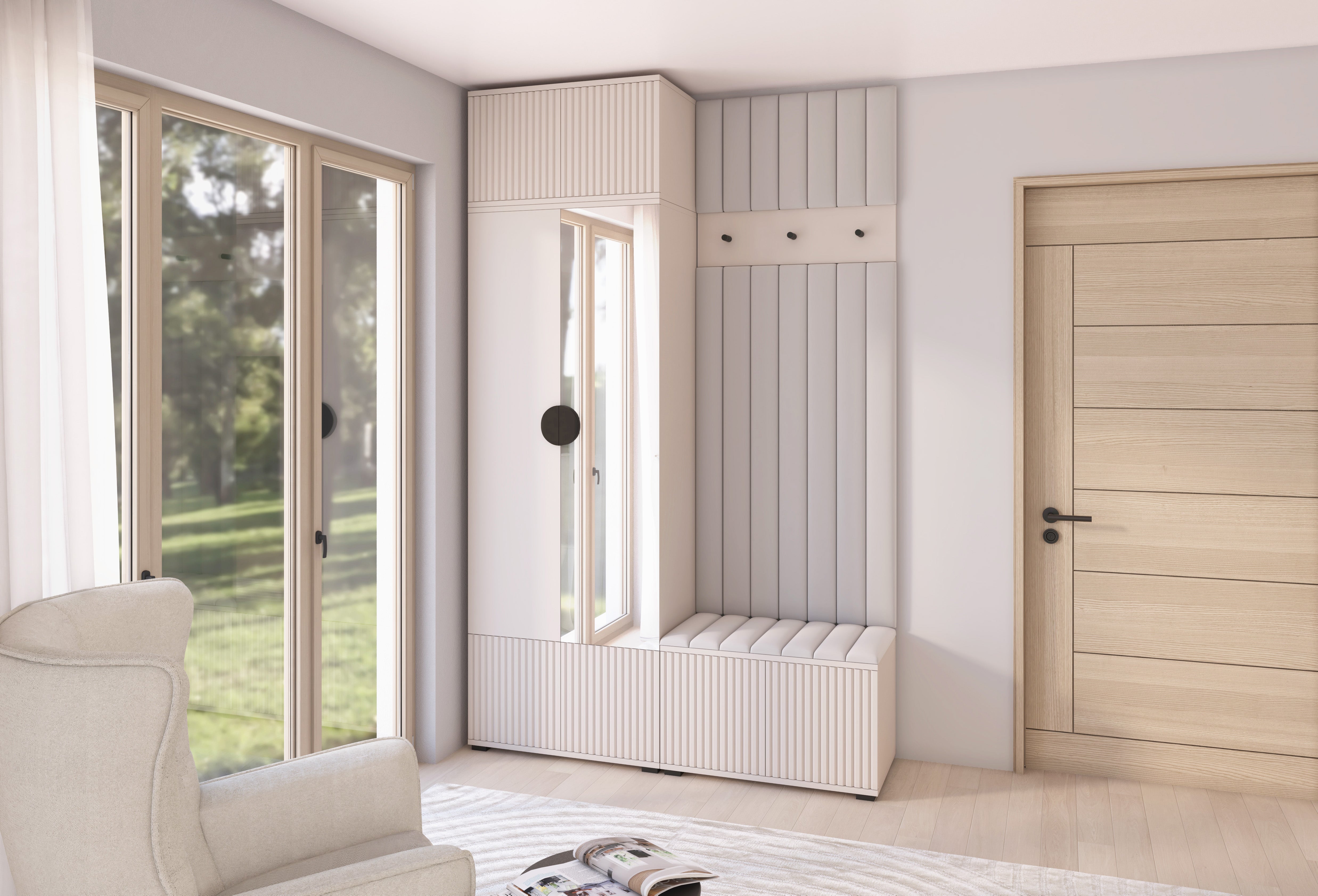 PK Rayo 4 Hallway Wardrobe - Upholstered Panels in Various Colours