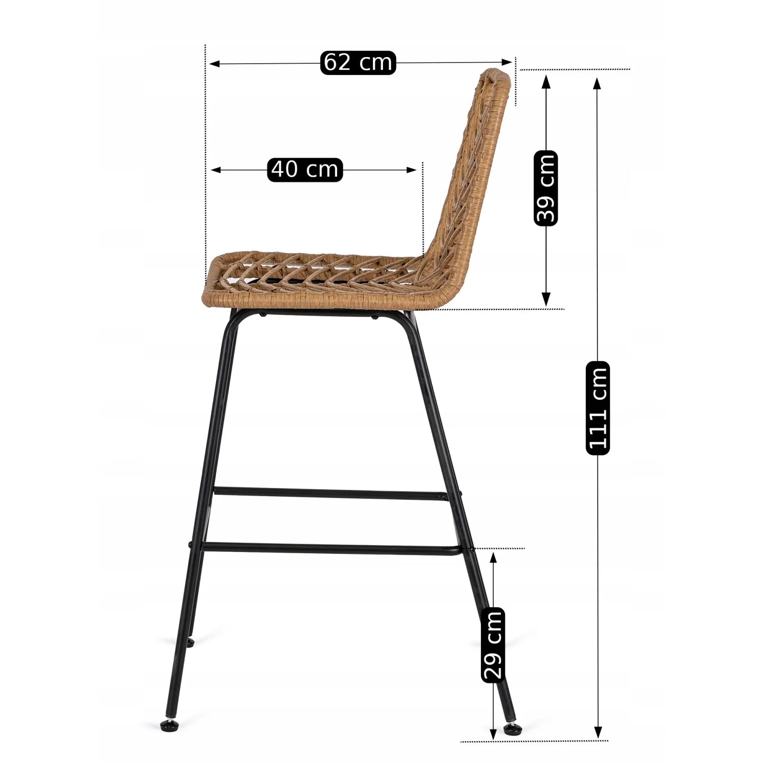 Elite JERRY Garten-Barhocker aus Rattan in Eichenholz-Optik – Natürlich und stilvoll