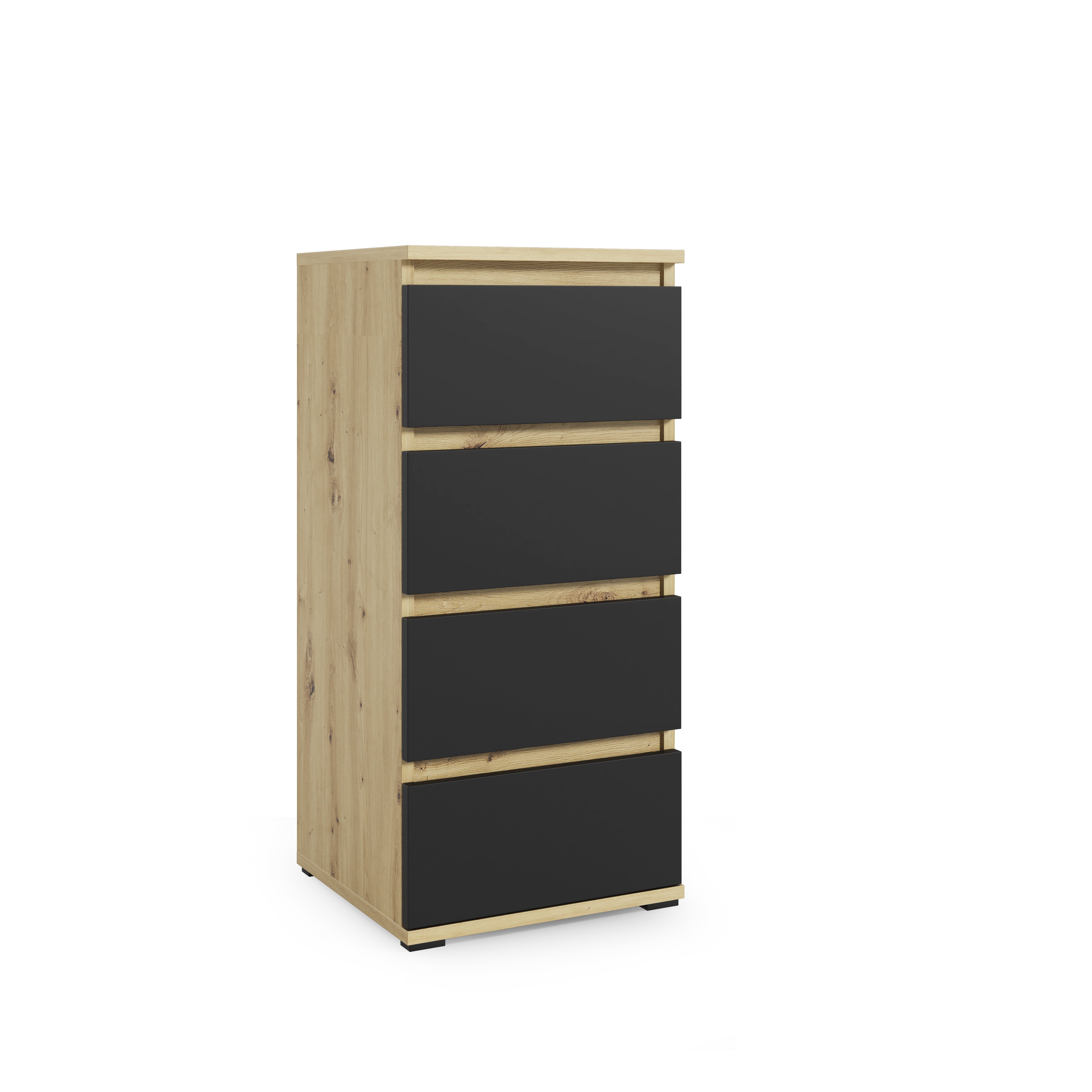 PK Emi 33 Hallway Wardrobe Aristan Oak\Black - Upholstered Panels in Various Colours