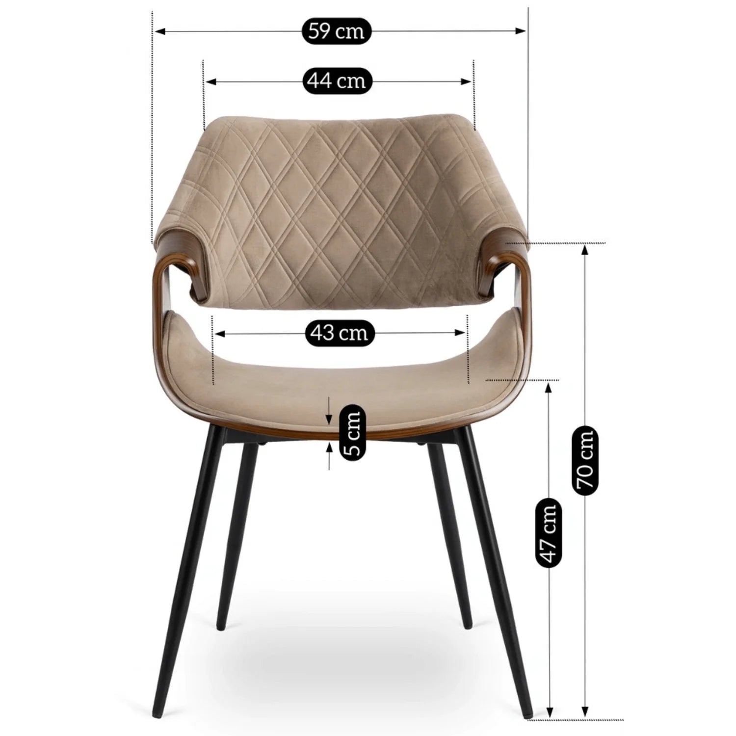 Elite DAKOTA Beige/Walnut Velour Chair – A Fusion of Elegance and Comfort