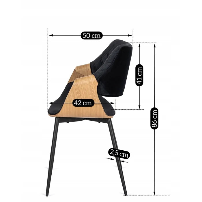 Elite DAKOTA Stuhl, Samt, Schwarz/Goldene Eiche – Eine Fusion aus Eleganz und Komfort