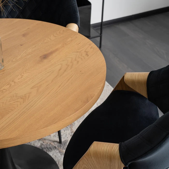 Elite DAKOTA Stuhl, Samt, Schwarz/Goldene Eiche – Eine Fusion aus Eleganz und Komfort