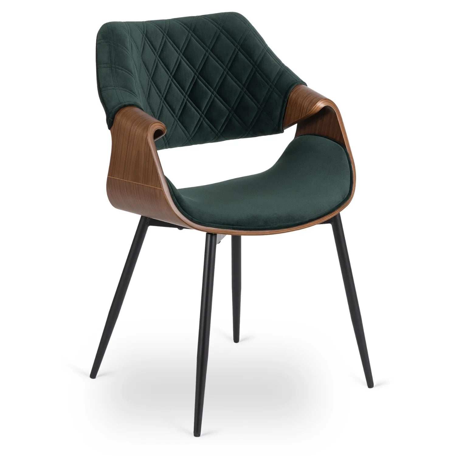 Elite DAKOTA Green/Walnut Velour Chair – A Sophisticated Statement Piece