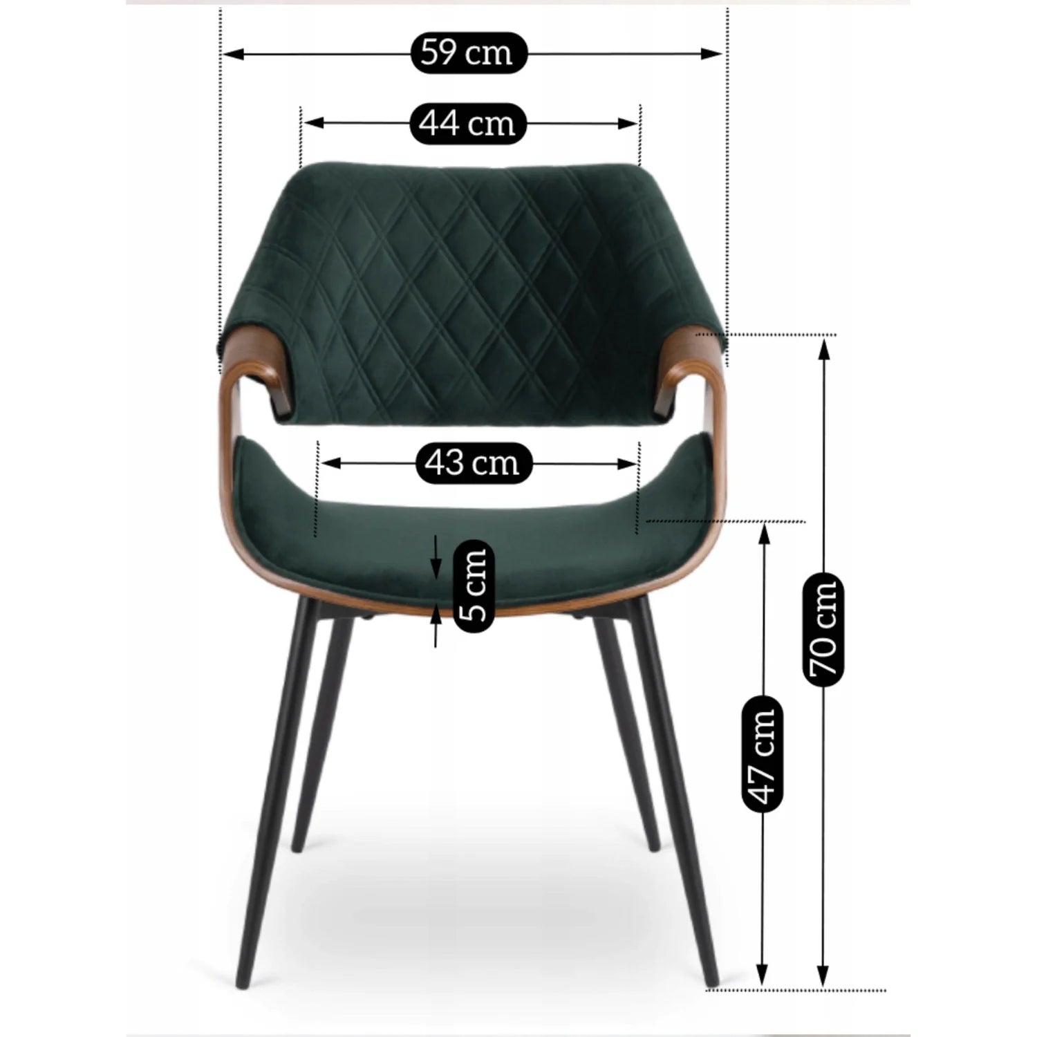 Elite DAKOTA Green/Walnut Velour Chair – A Sophisticated Statement Piece