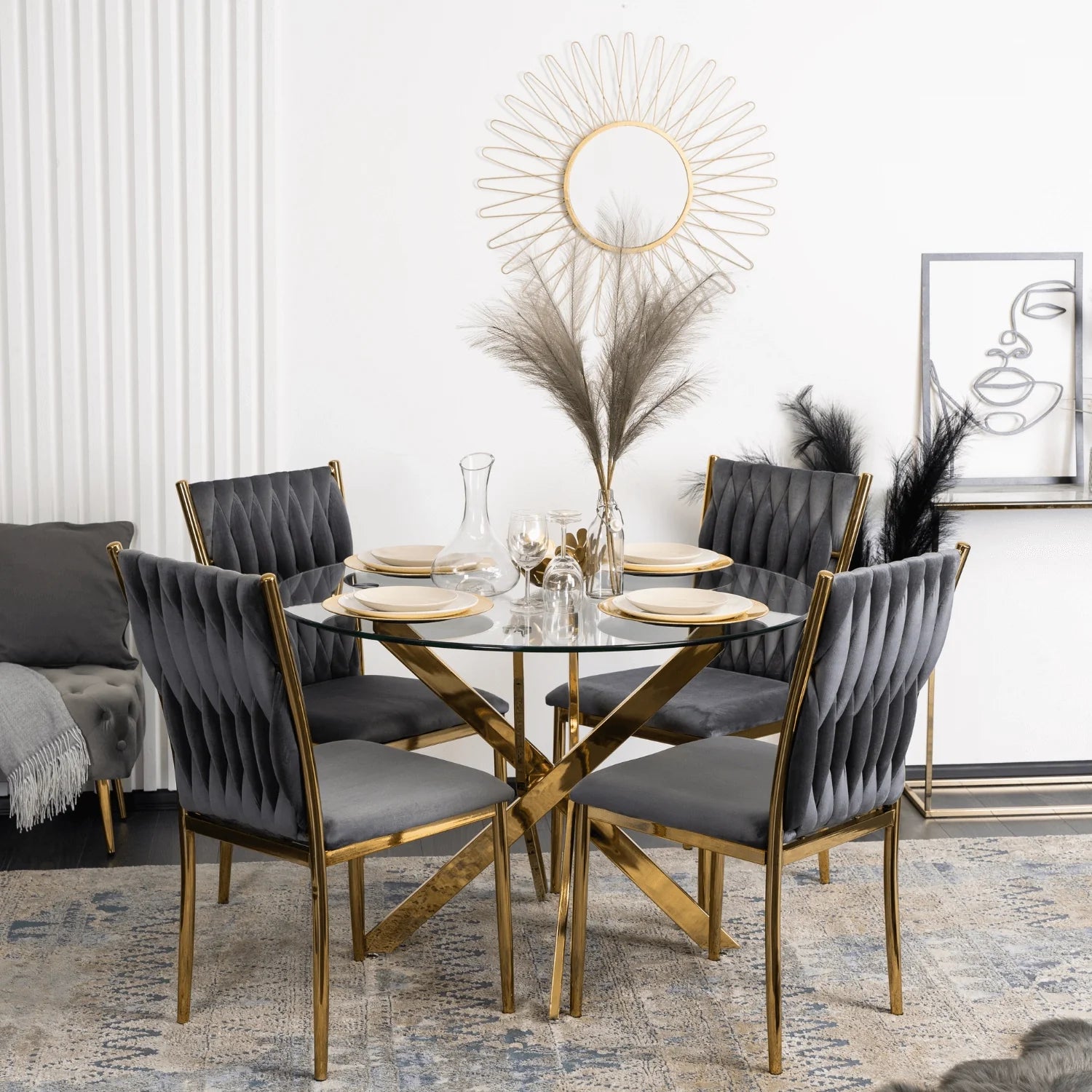 Elite DAN Chair – Gray Velvet & Gold Frame