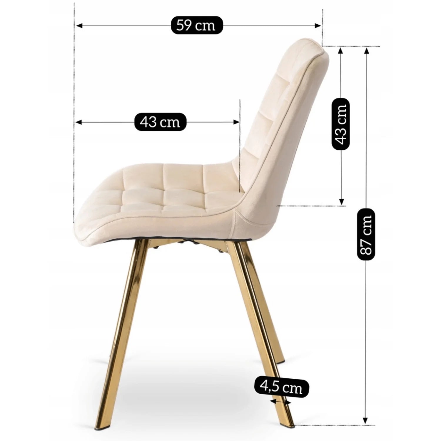 Elite DEVI Cremefarbener Samtsessel – Ein Hauch von Luxus und Komfort