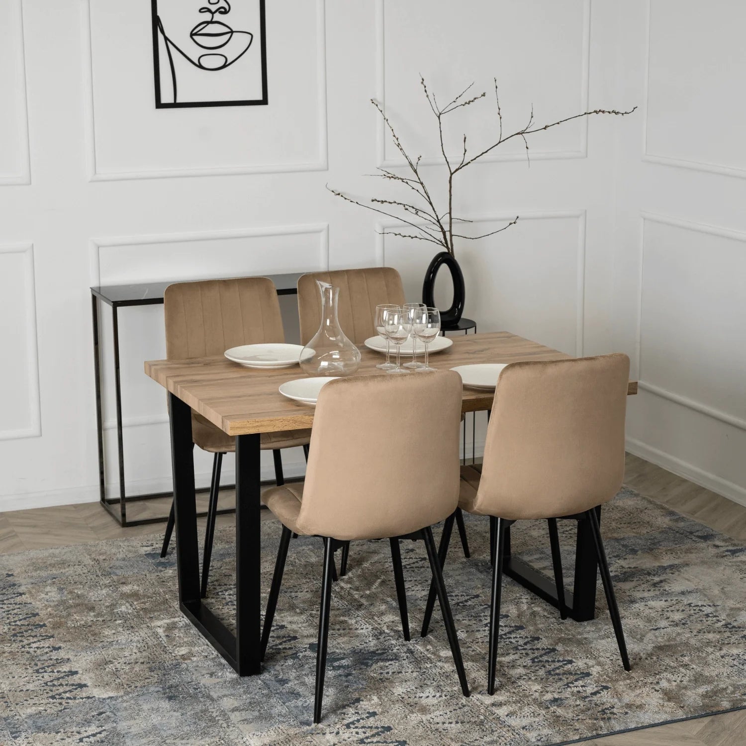 Elite IBIS Beige Velvet Chair – A Touch of Modern Elegance