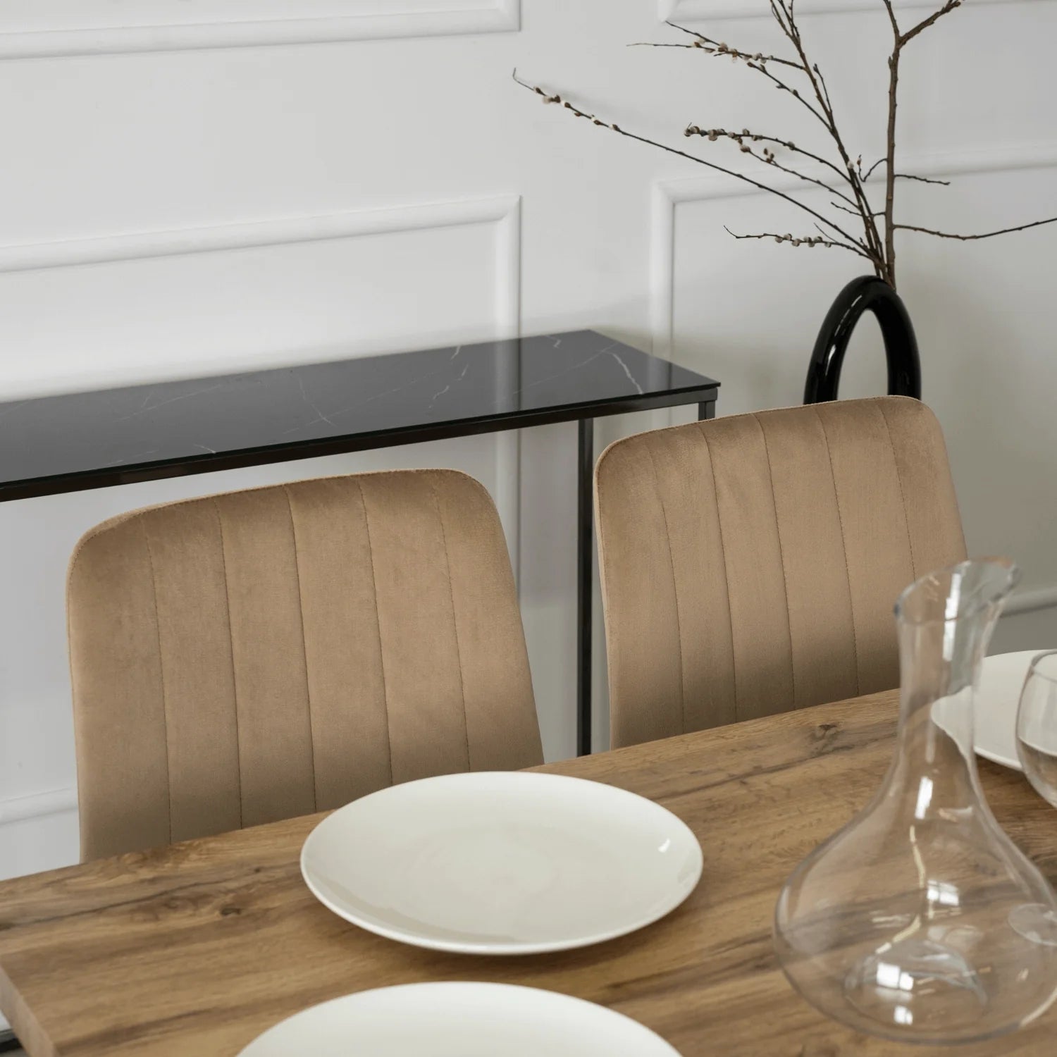 Elite IBIS Beige Velvet Chair – A Touch of Modern Elegance