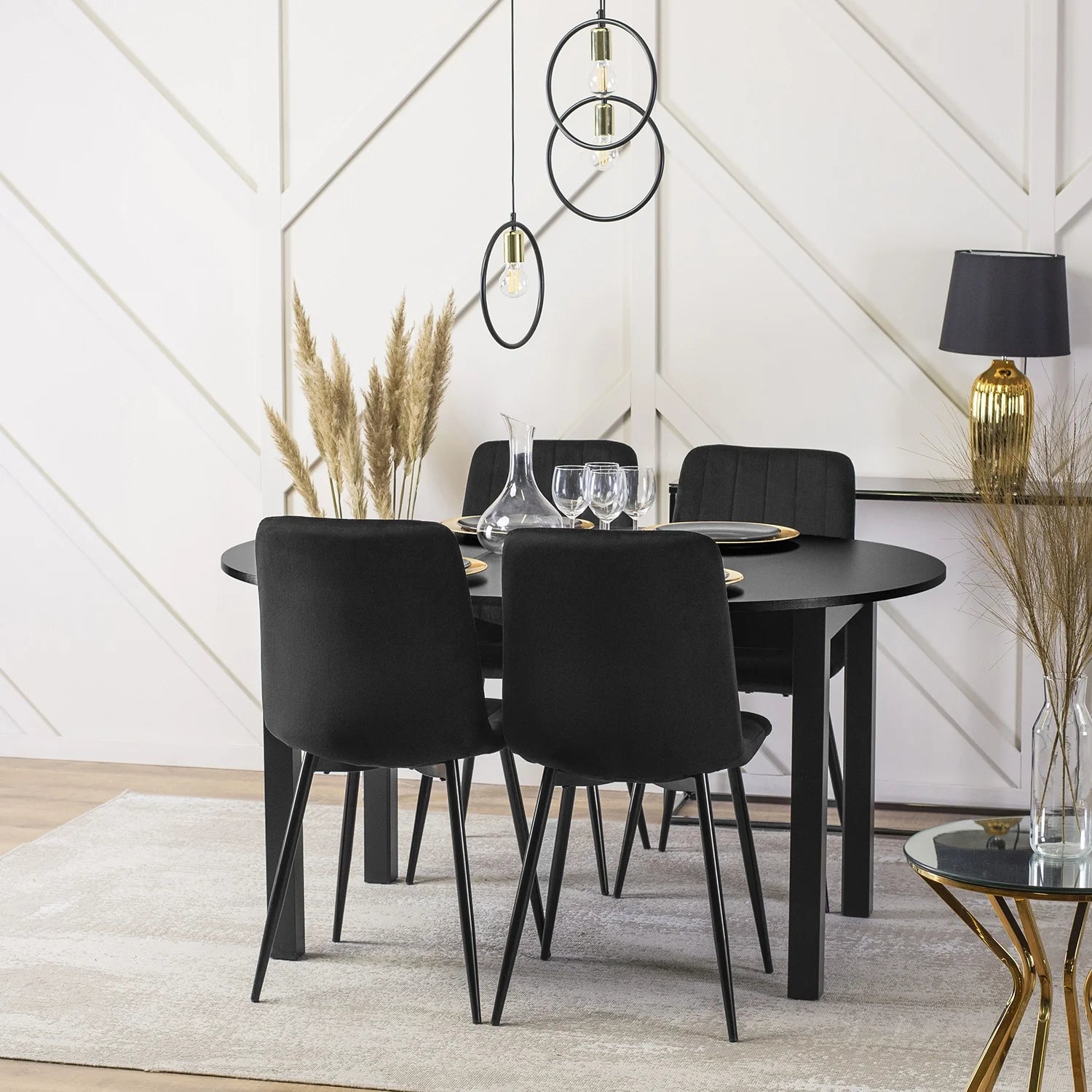 Elite IBIS Black Velvet Chair – Sleek & Modern Seating