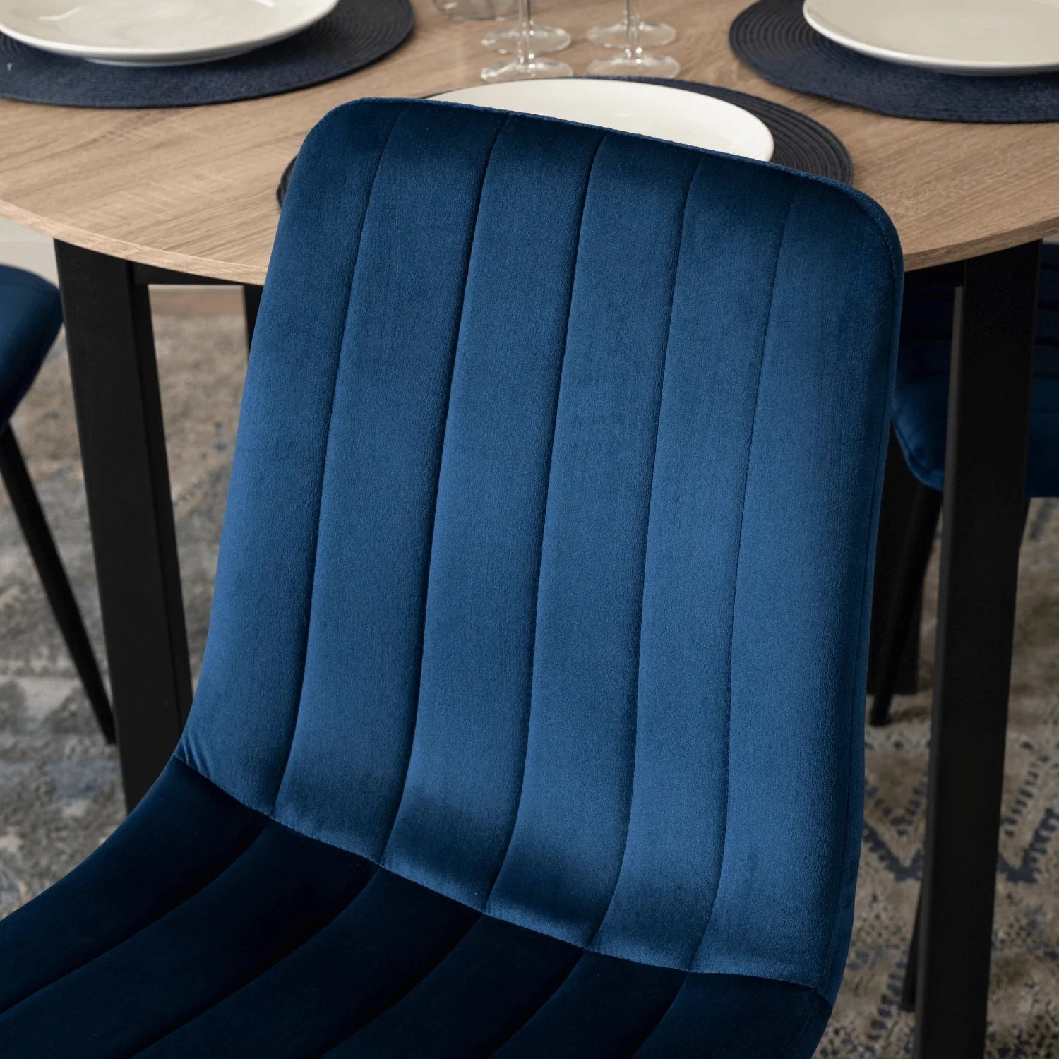 Elite IBIS Navy Blue Velvet Chair – Timeless Elegance & Supreme Comfort