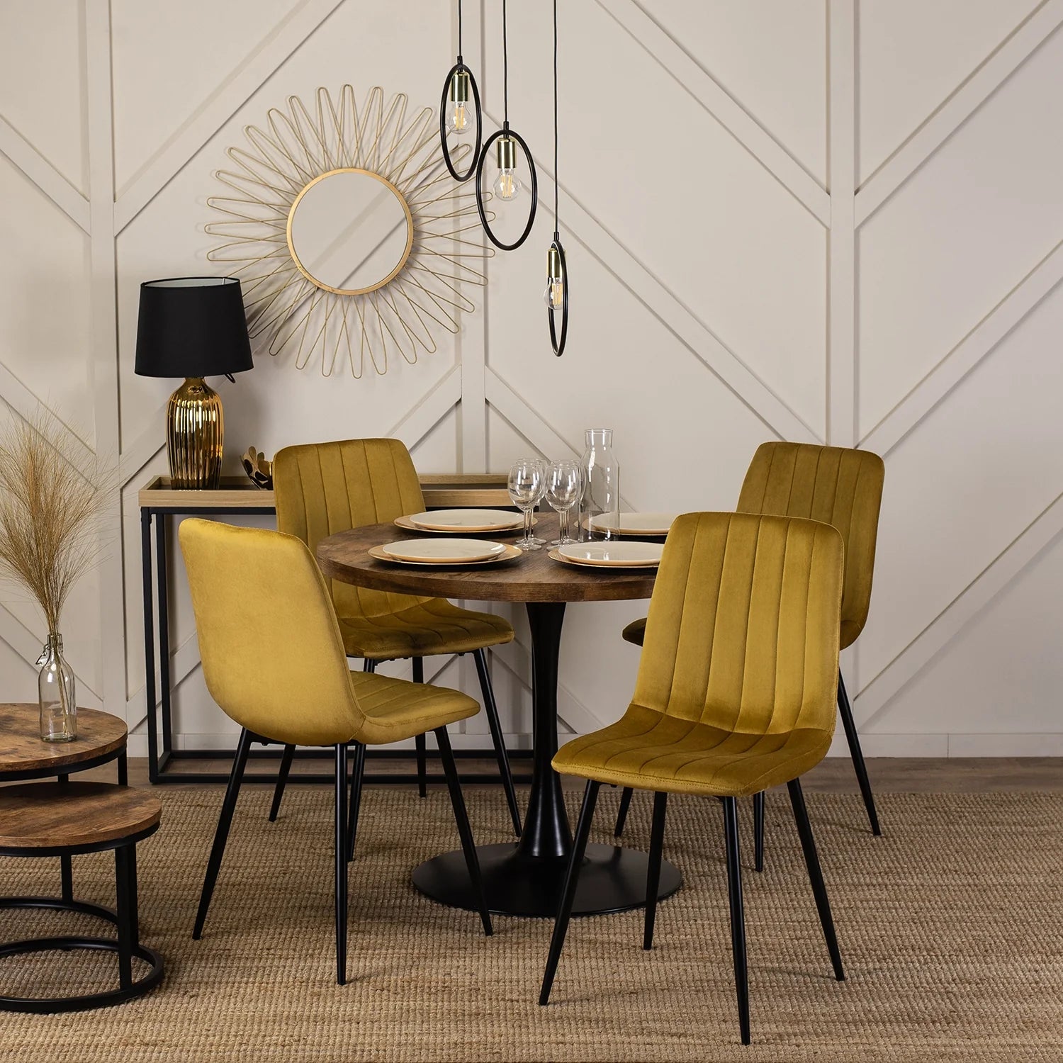 Elite IBIS Mustard Velvet Chair – Contemporary Elegance & Supreme Comfort