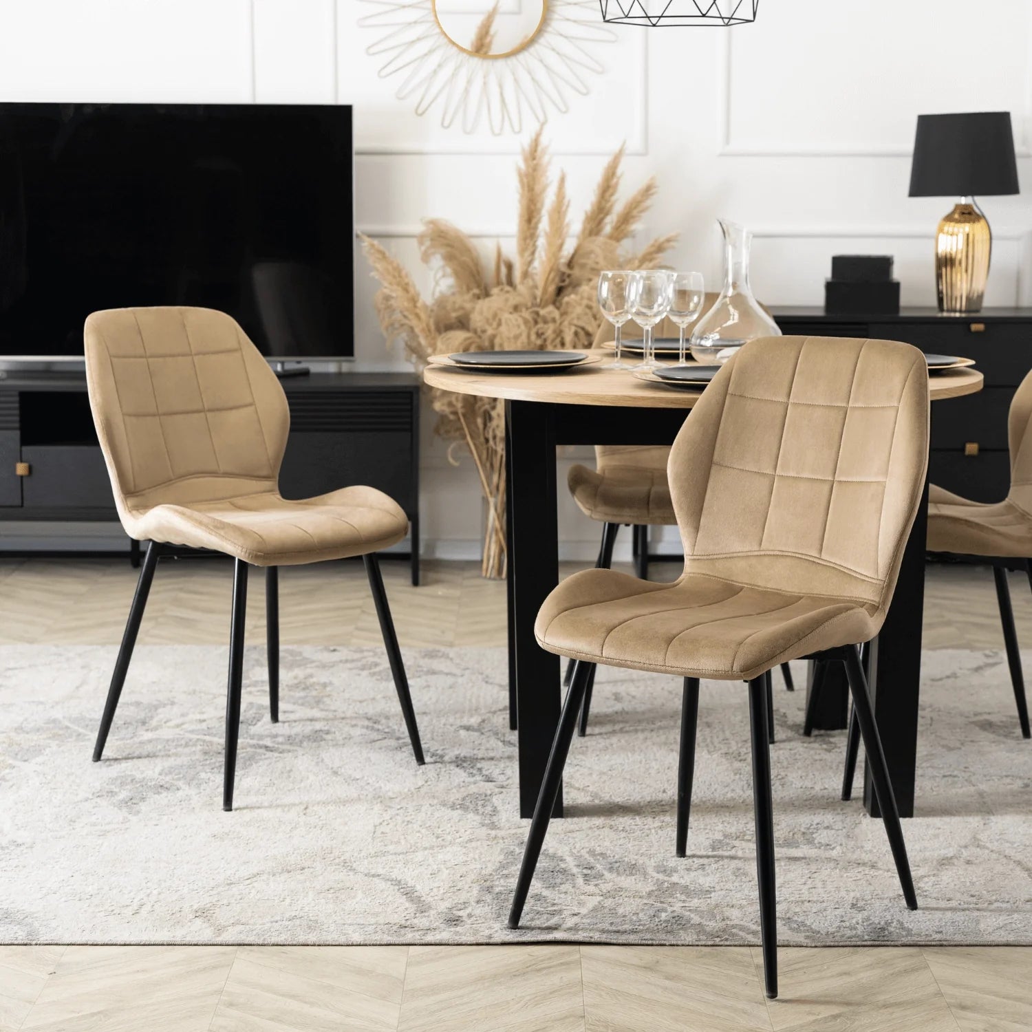 Elite IRYS Beige Velour Chair – A Perfect Blend of Comfort & Elegance