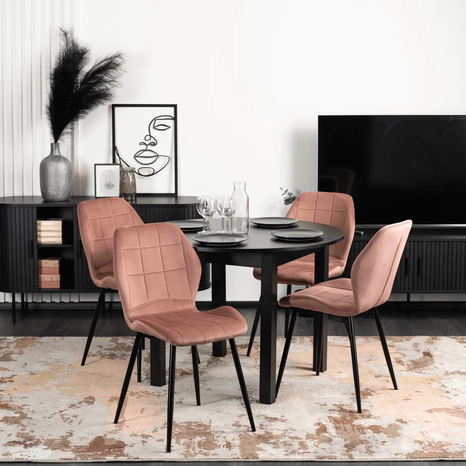 Elite IRYS Pink Velour Chair – A Touch of Modern Elegance