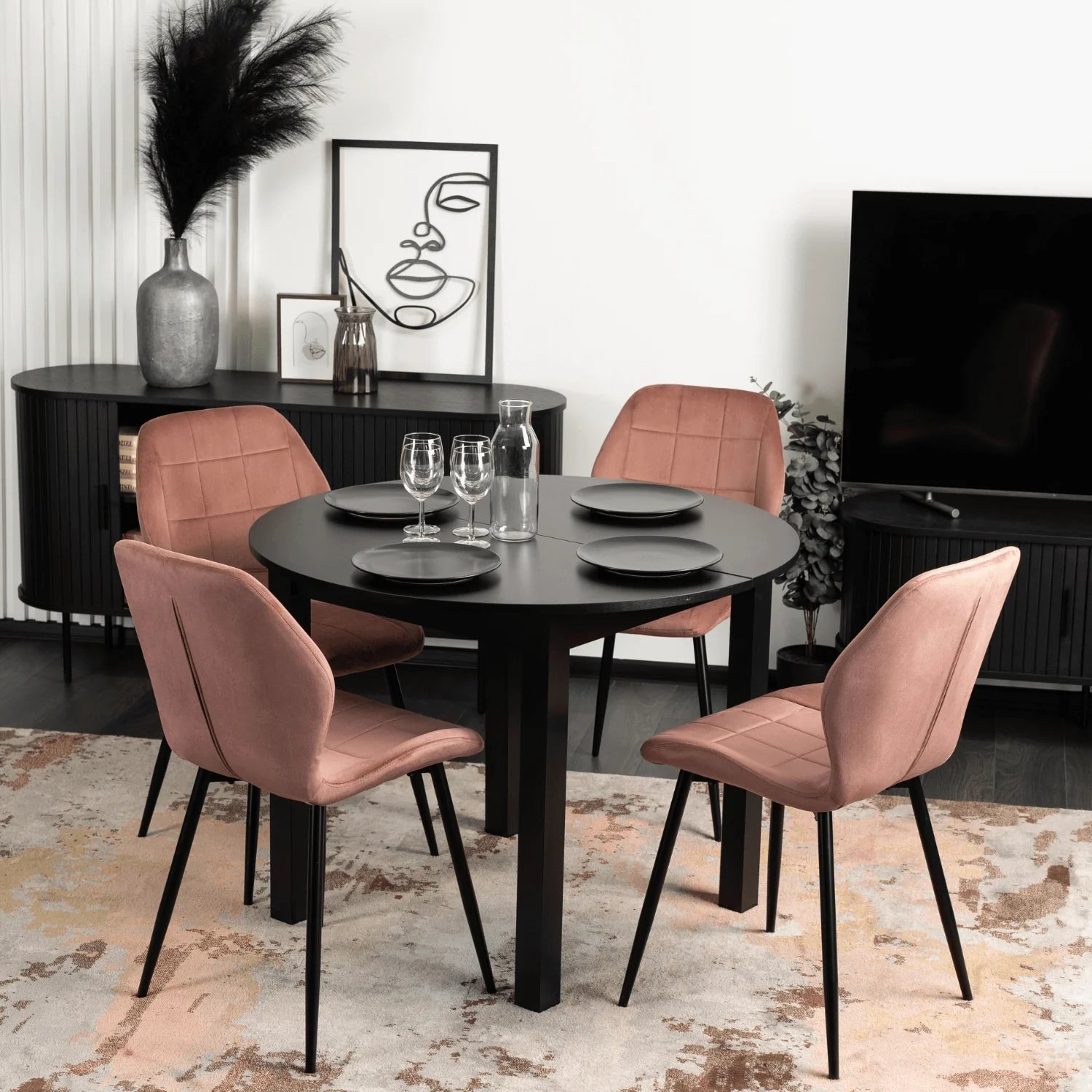 Elite IRYS Pink Velour Chair – A Touch of Modern Elegance